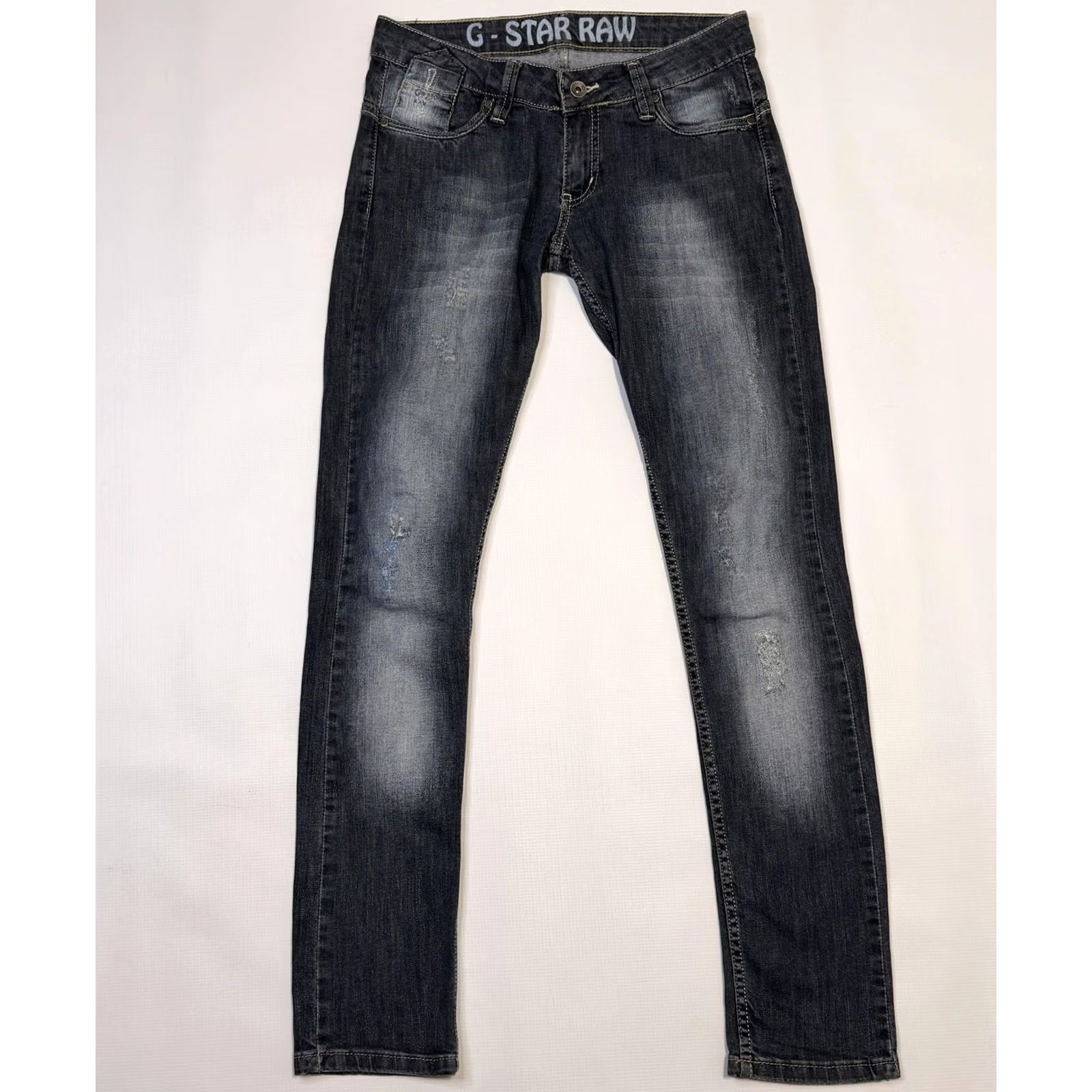 Vintage G-Star RAW Jeans Mens 30 Slim Straight Denim Dark Wash Blue Distressed Pockets Size US 30 / EU 46 - 2 Thumbnail