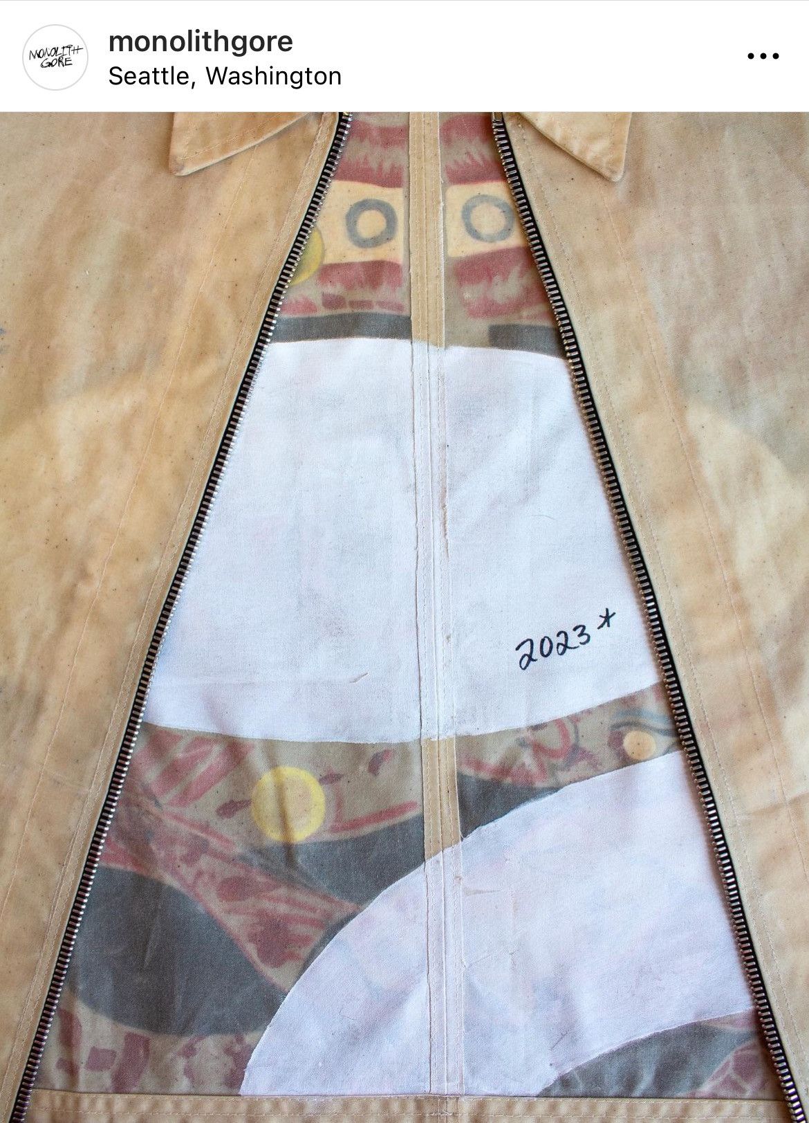 Handmade 1 of 1 MONOLiTH GORE HANDPAiNTED WAXED COTTON CANVAS JACKET Size US L / EU 52-54 / 3 - 5 Thumbnail