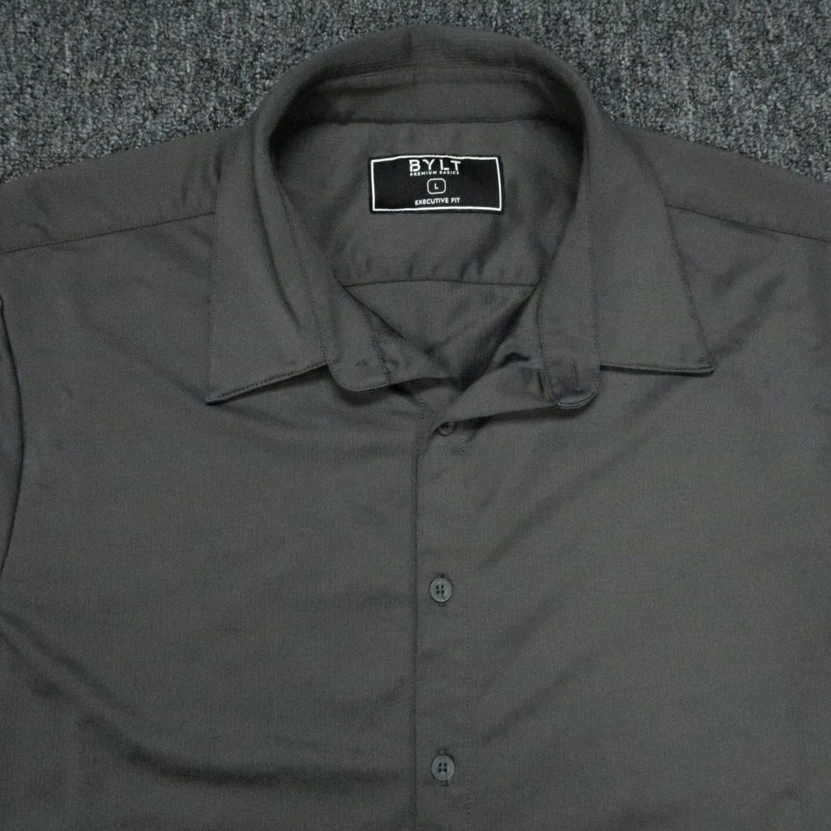 Vintage BYLT Shirt Mens Large Gray Short Sleeve Executive Fit Button Up Stretch Size US L / EU 52-54 / 3 - 2 Thumbnail