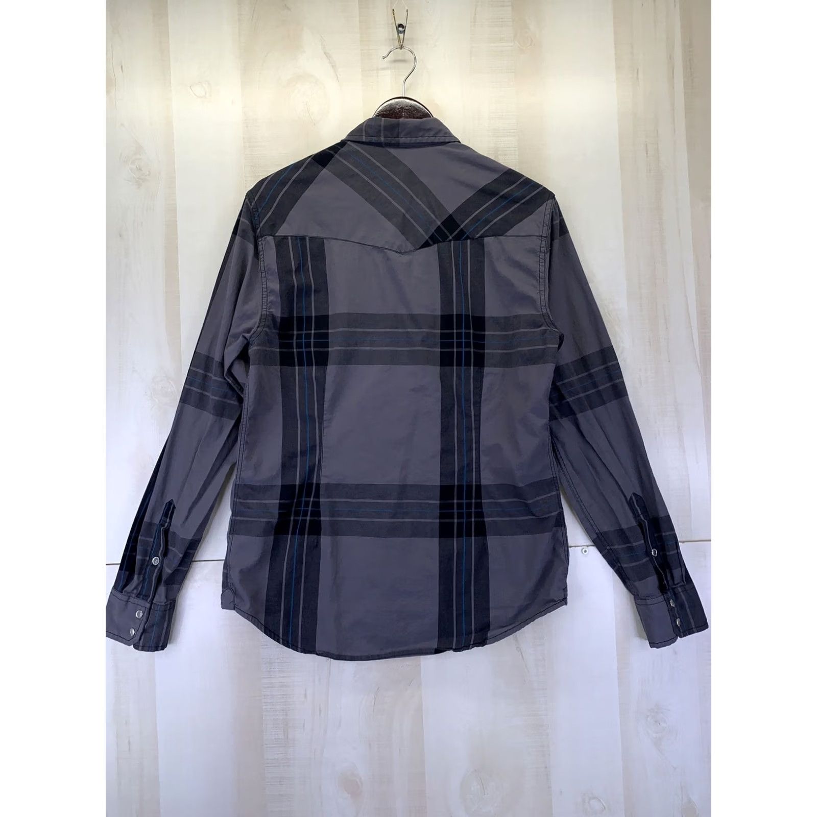 Guess VINTAGE GUESS Shirt Mens Medium Gray Plaid Clear Snap Front Button-Up Collared Long Sleeve Casual Autumn Winter 90s Mens Size US M / EU 48-50 / 2 - 7 Thumbnail