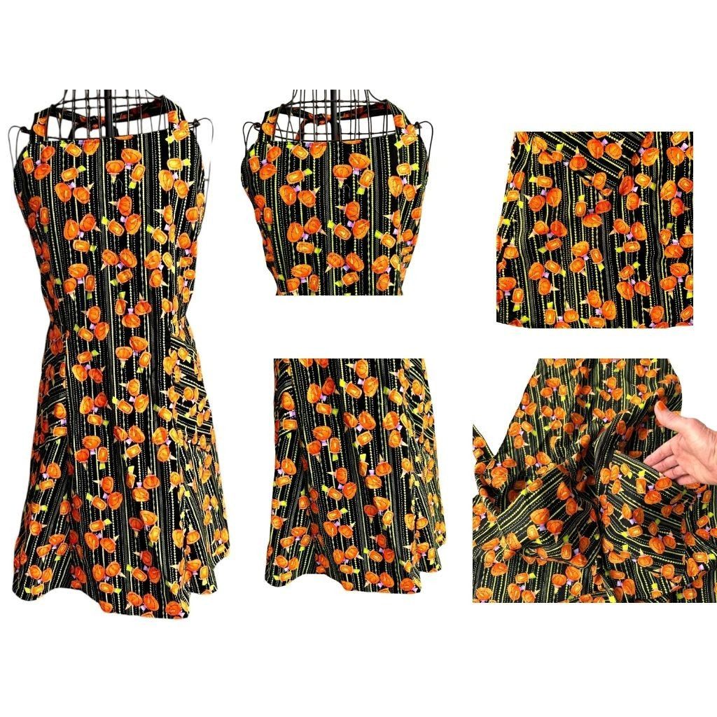 Handmade Vintage Handmade Halloween Apron Jack O Lanterns Pockets Bak Size ONE SIZE - 3 Thumbnail