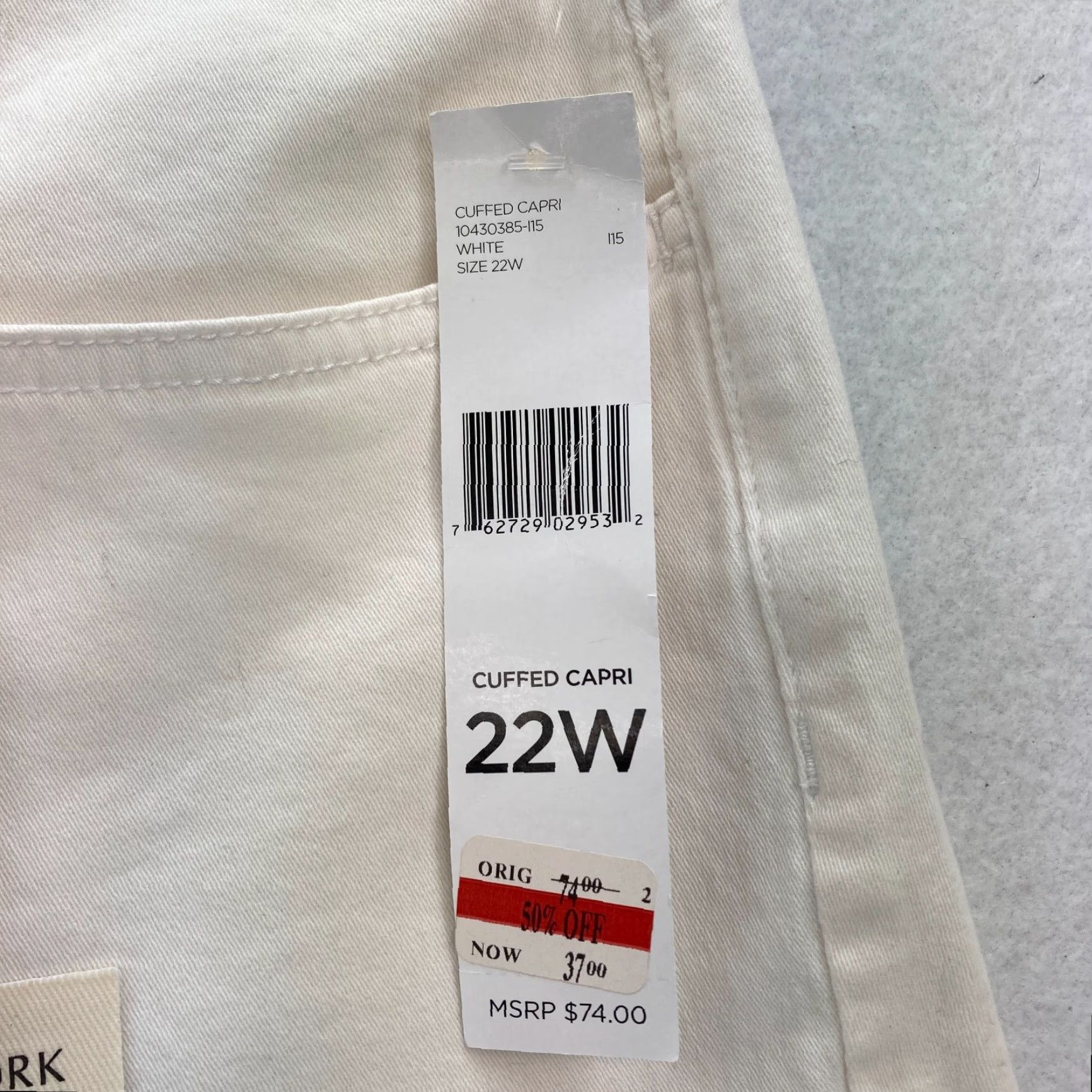 Jones New York Jones New York Jeans Capri Women's Plus 22W Chelsea White Stretch Denim Size 40" / US 18 - 4 Thumbnail