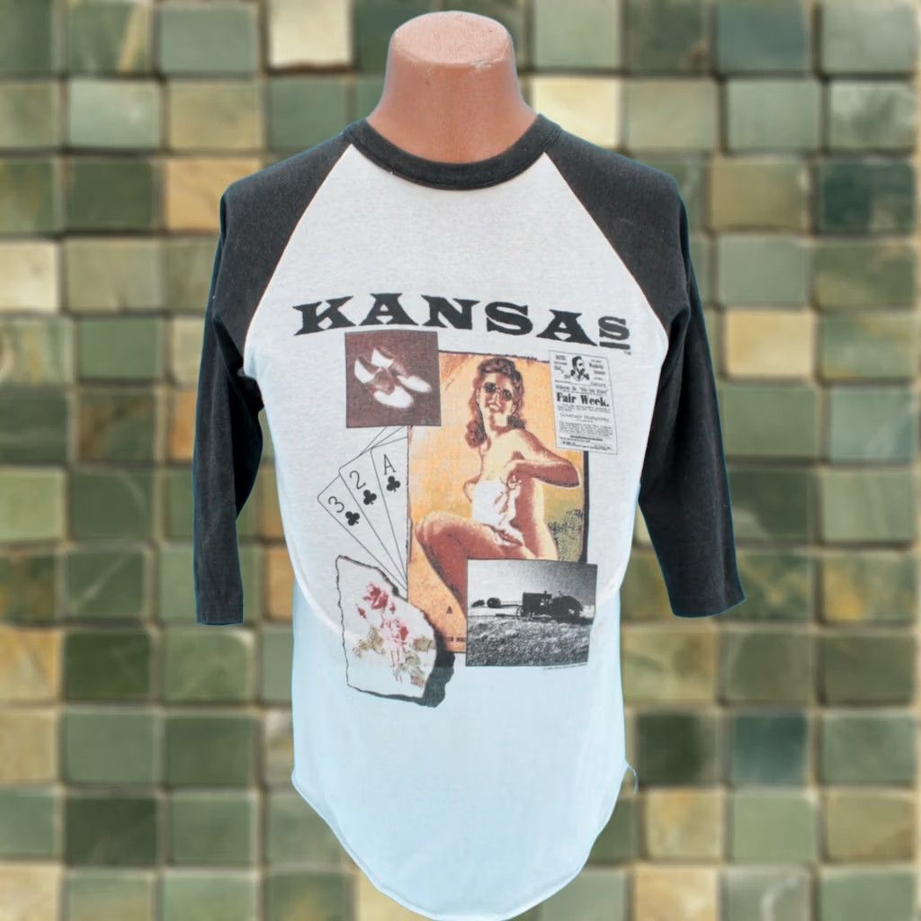 ESPIRIT VTG 80s Kansas Band TShirt Mens Sz M White Cotton Blend Graphic Tee 1980s T-Shirt Regular Sleeve 3/4 Vintage Reproduction Original Size US M / EU 48-50 / 2 - 1 Thumbnail