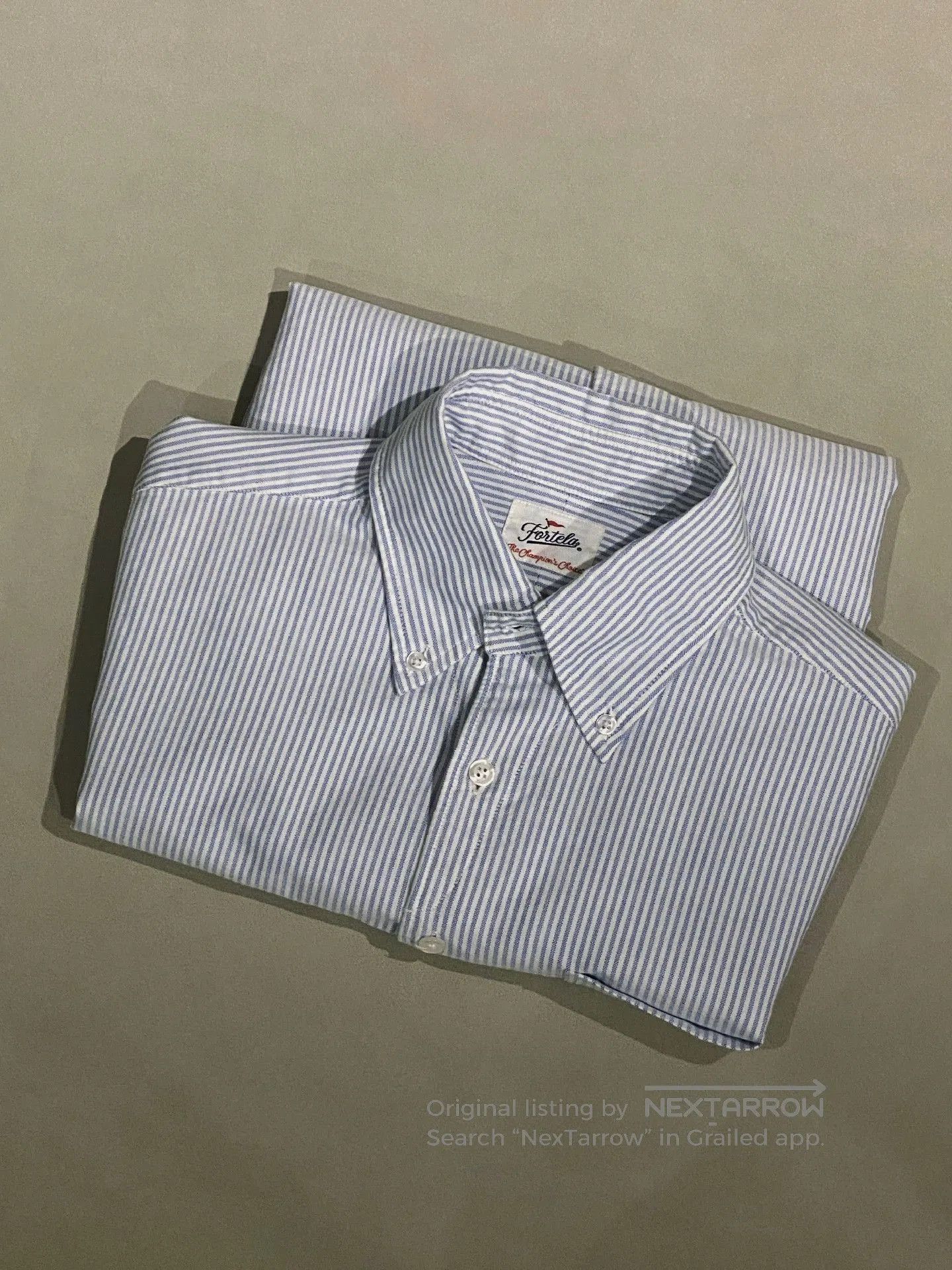 Fortela FORTELA Blue White Stripe Oxford Shirt. Size US M / EU 48-50 / 2 - 4 Thumbnail