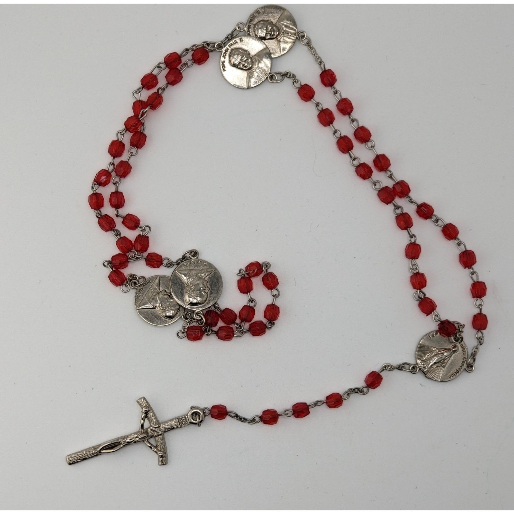 Other Vintage Y2K Red Bead Pope John Paul II Rosary With Crucifix Size ONE SIZE - 7 Thumbnail