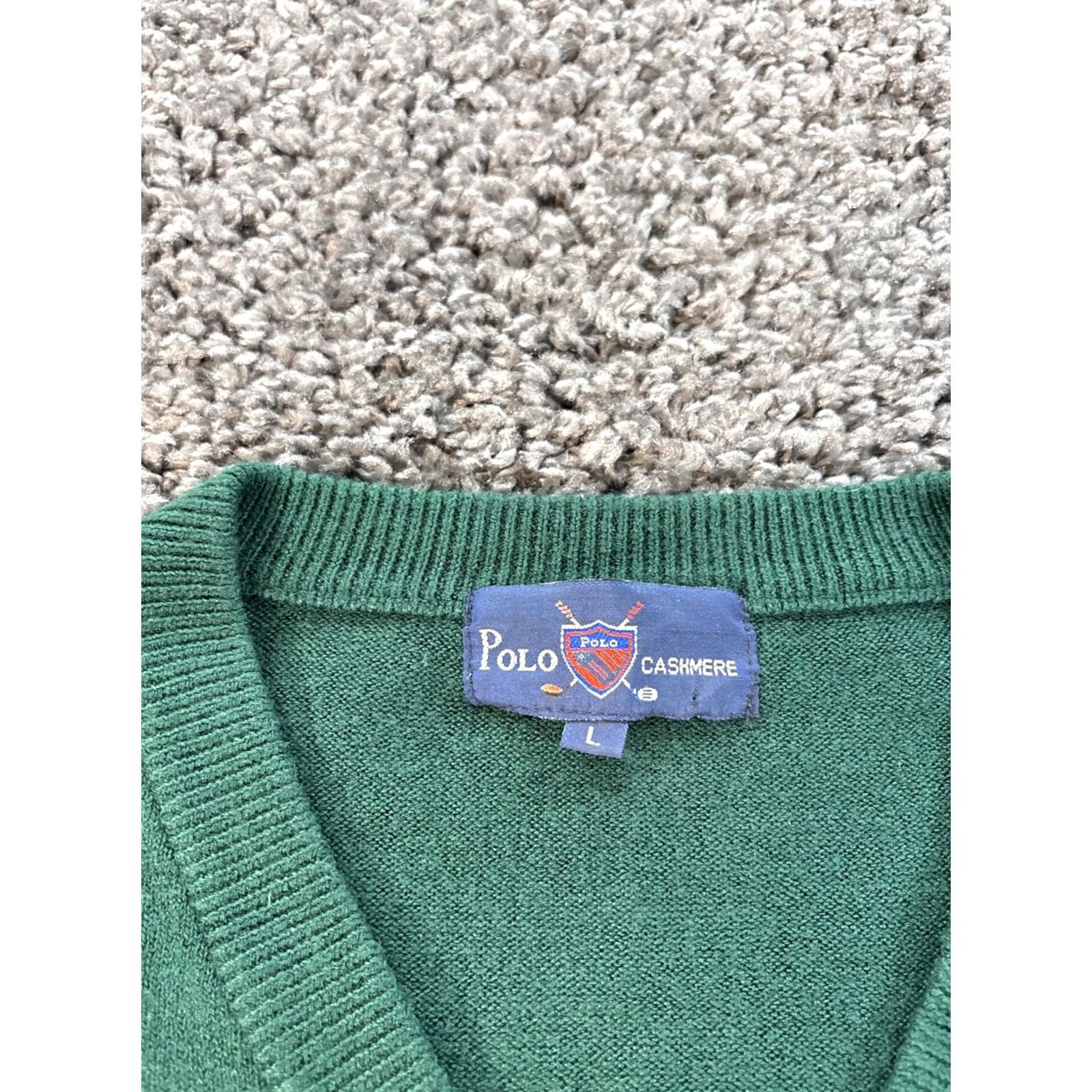 Polo Ralph Lauren Polo Ralph Lauren Polo Pullover V-Neck Sweater Cashmere Fine Knit Mens L Green Long Sleeve Size US L / EU 52-54 / 3 - 4 Thumbnail