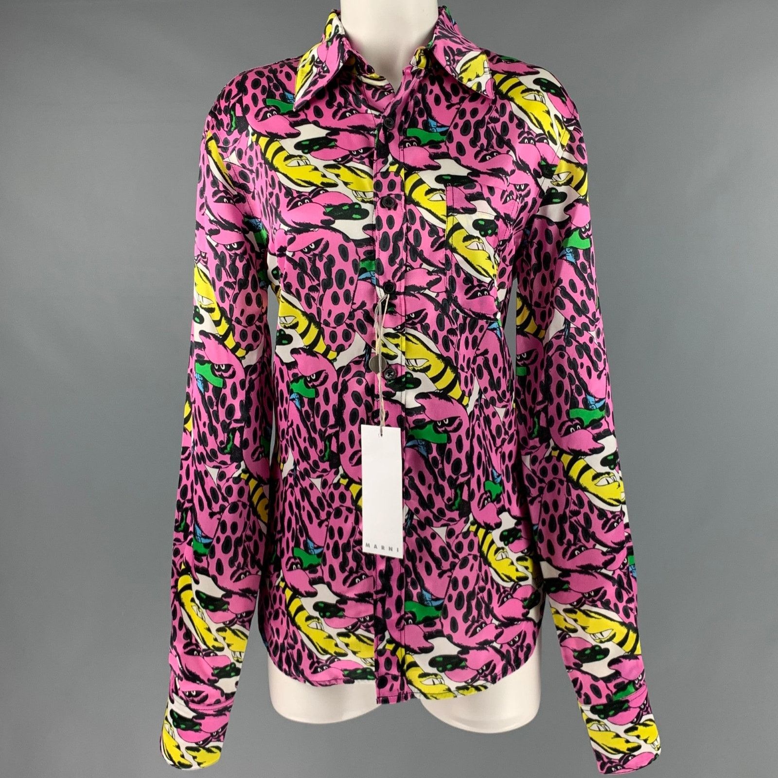 Marni MARNI Size S Pink Multi-Color Viscose Print Button Up Shirt Size S / US 4 / IT 40 - 1 Thumbnail