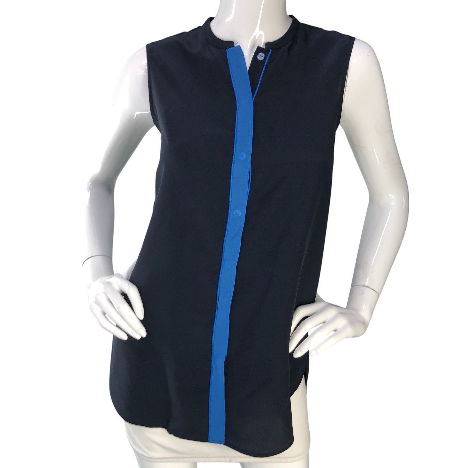 Vince Vince Size XS Tunic Top Blouse Silk Blue Two Tone Sleeveless Size XS / US 0-2 / IT 36-38 - 11 Thumbnail