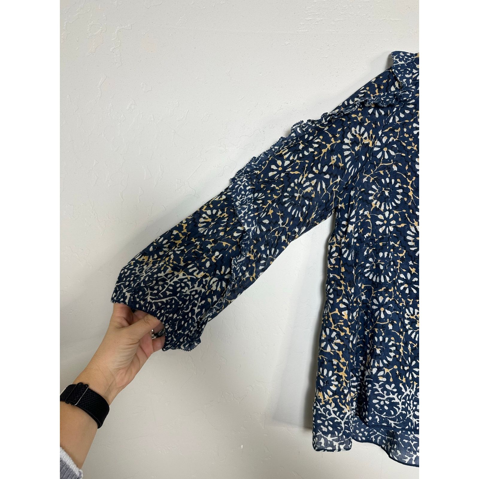 Ulla Johnson ULLA JOHNSON Women’s Lillian Ruffle Boho Floral Blouse Top 6 Size M / US 6-8 / IT 42-44 - 7 Thumbnail