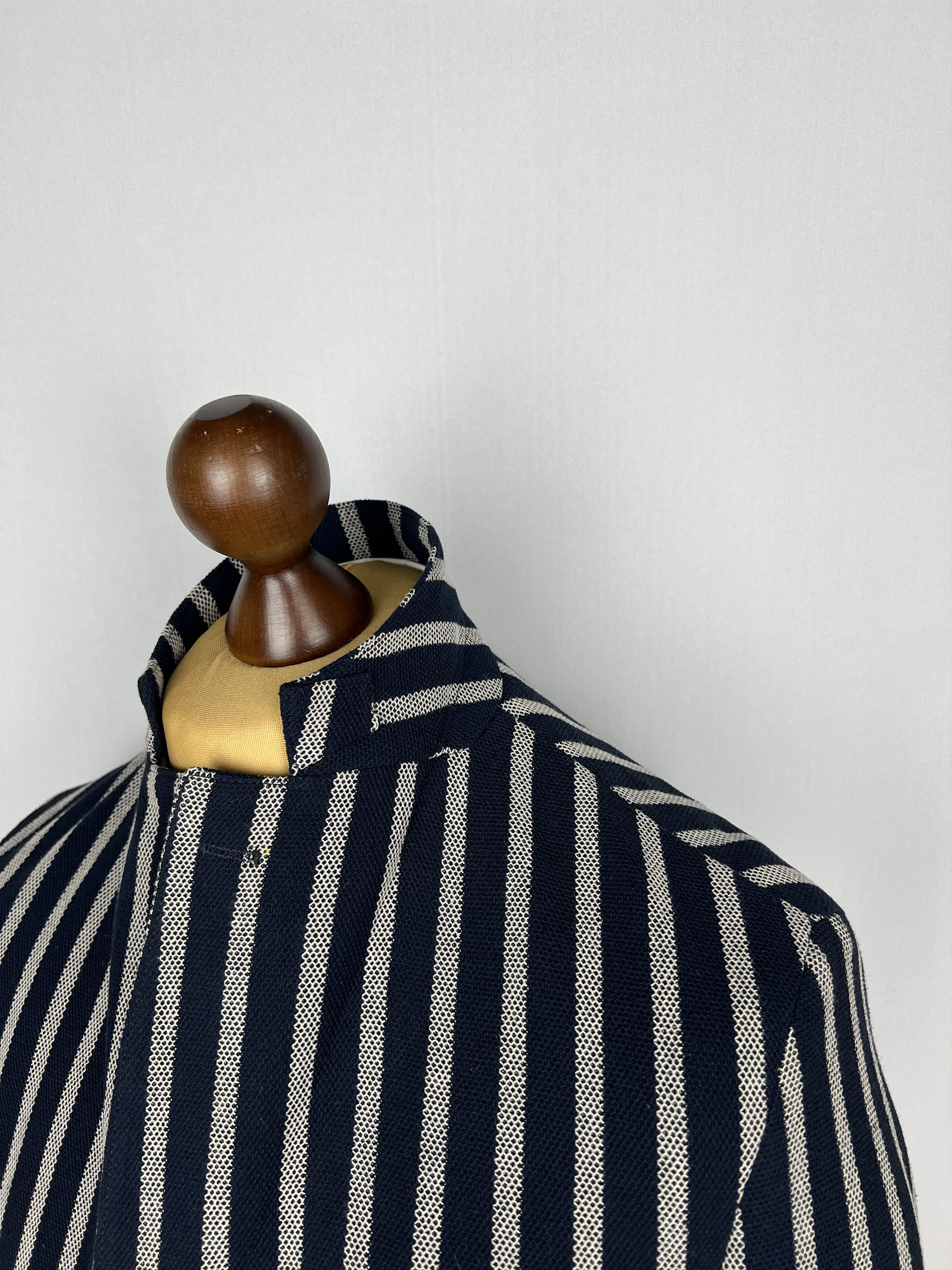 Paoloni Striped Textured Stretch Cotton-Blend Half-Lined Sport Coat Size 40R - 6 Thumbnail