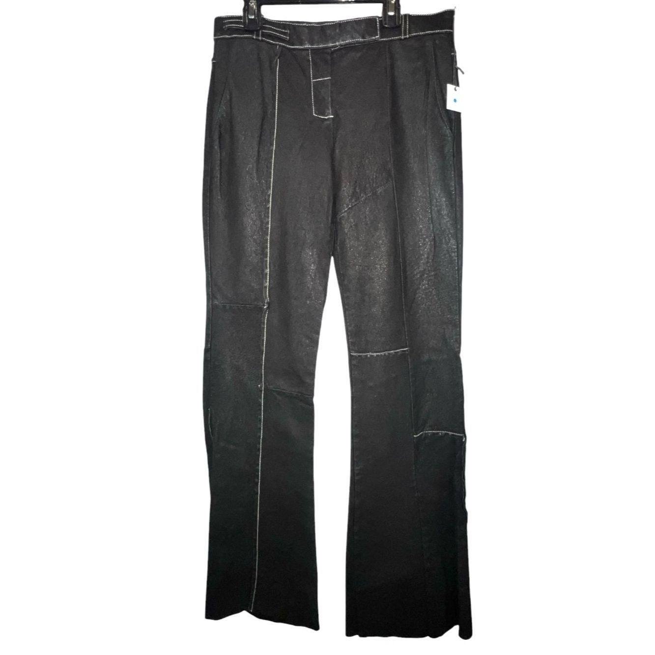 Other Poleci Black Leather Bootcut Pants XS 0–2 Low Rise Sample C Size 26" / US 2 / IT 38 - 1 Thumbnail