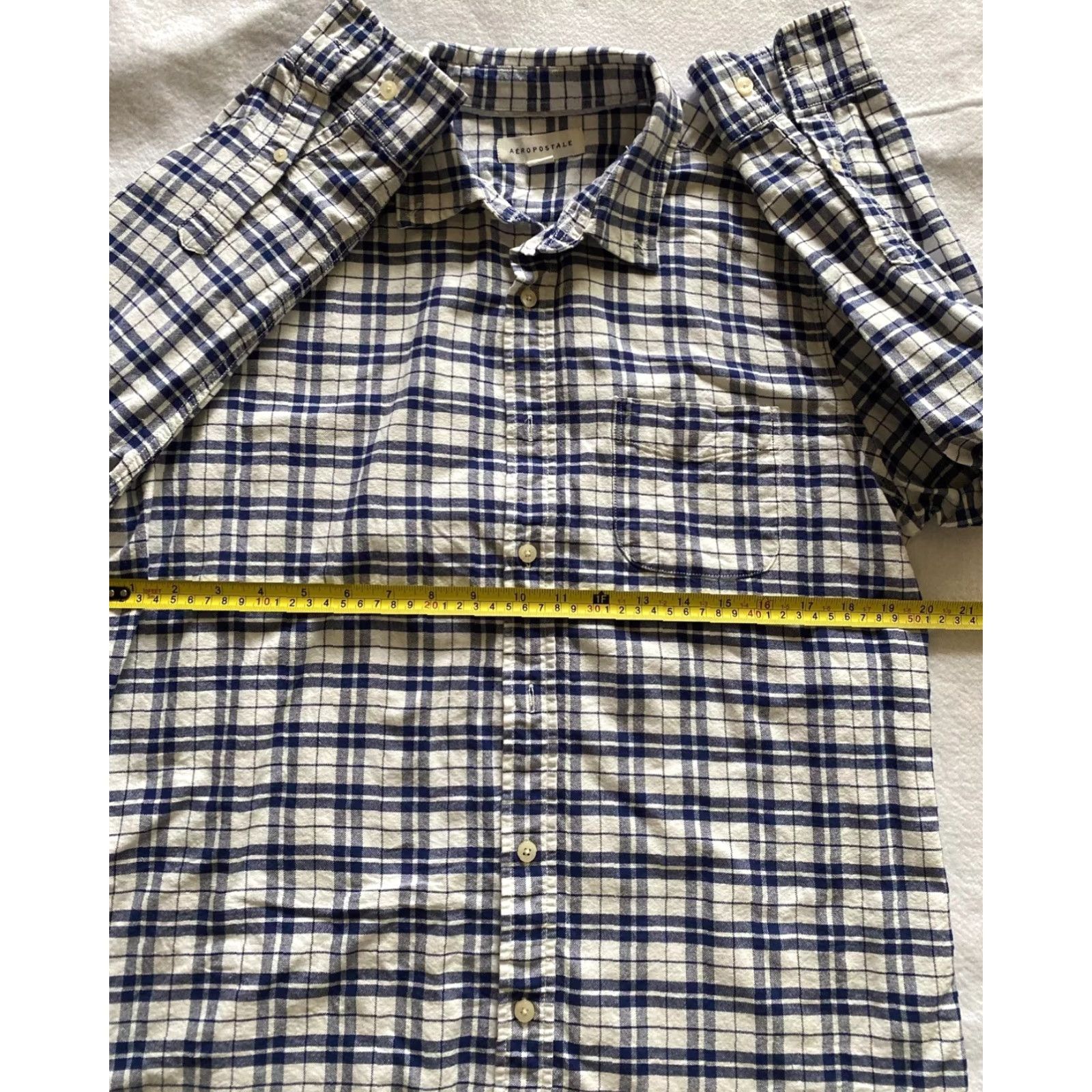 Vintage Aéropostale Mens Button Shirt Original Blue Plaid Long Sleeves 100% Cotton Dress Shirt M Mens Size US M / EU 48-50 / 2 - 4 Thumbnail