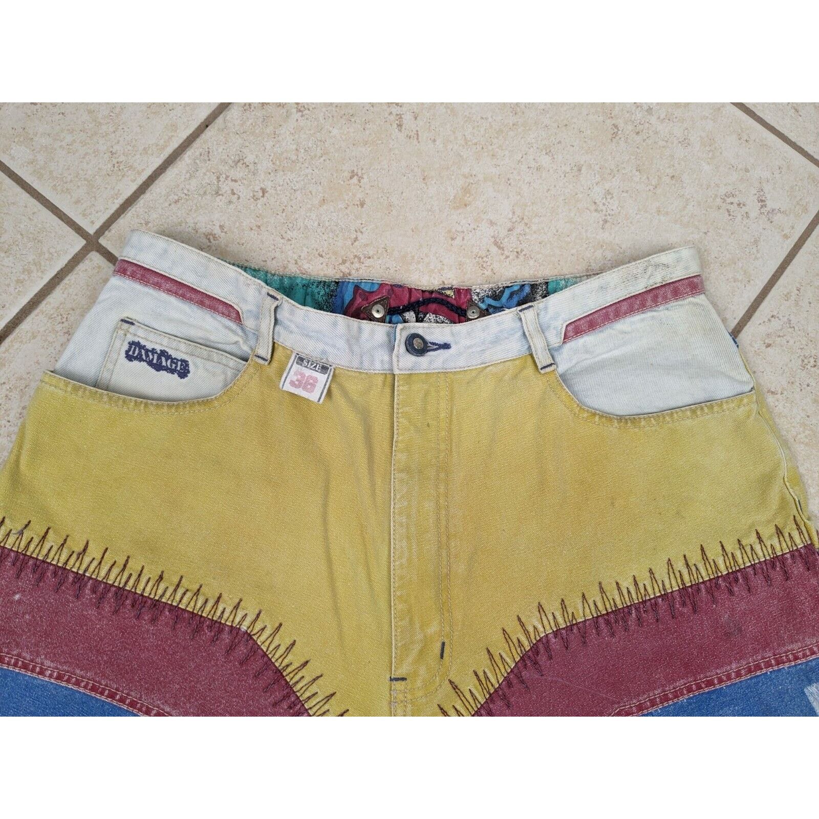 Other Vtg Major Damage 1990's Baggy Denim Shorts Jorts 36x12 Size US 36 / EU 52 - 3 Thumbnail