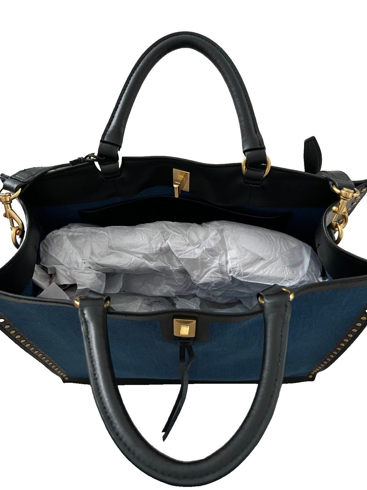 Rebecca Minkoff Rebecca Minkoff Darren Surplus Studded Tote Bag Blue Black Size ONE SIZE - 4 Thumbnail