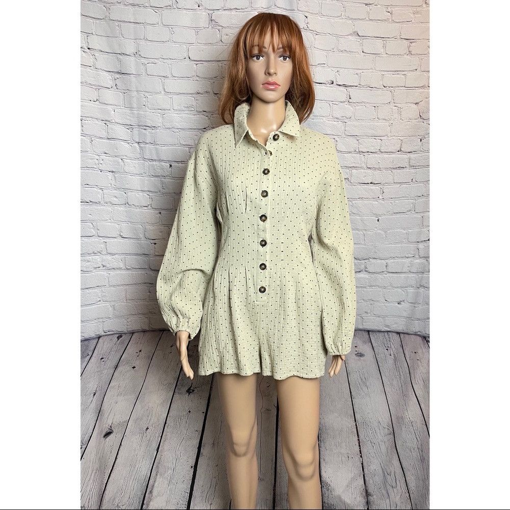Other NWT New Le Lis LONG BALLON SLEEVE PLEATED ROMPER Size S Size 28" / US 6 / IT 42 - 4 Thumbnail