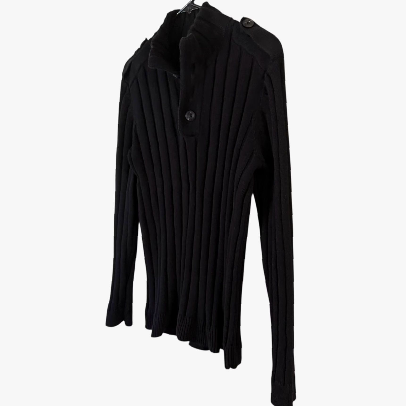 Vintage VINTAGE INC International Concepts Henley Sweater Women's Medium Black Knit Long Sleeve Casual Winter Size M / US 6-8 / IT 42-44 - 2 Thumbnail