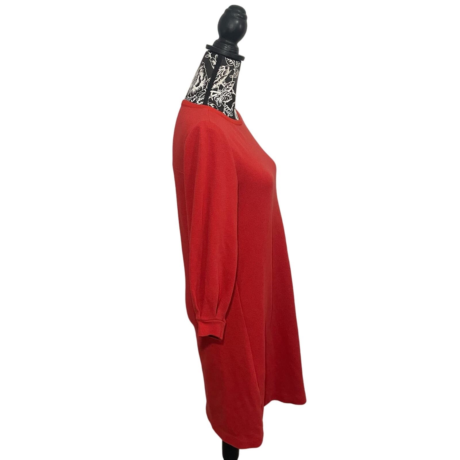 Massimo Dutti Massimo Dutti Midi Dress Waffle Knit Keyhole Orange Medium Size M / US 6-8 / IT 42-44 - 7 Thumbnail