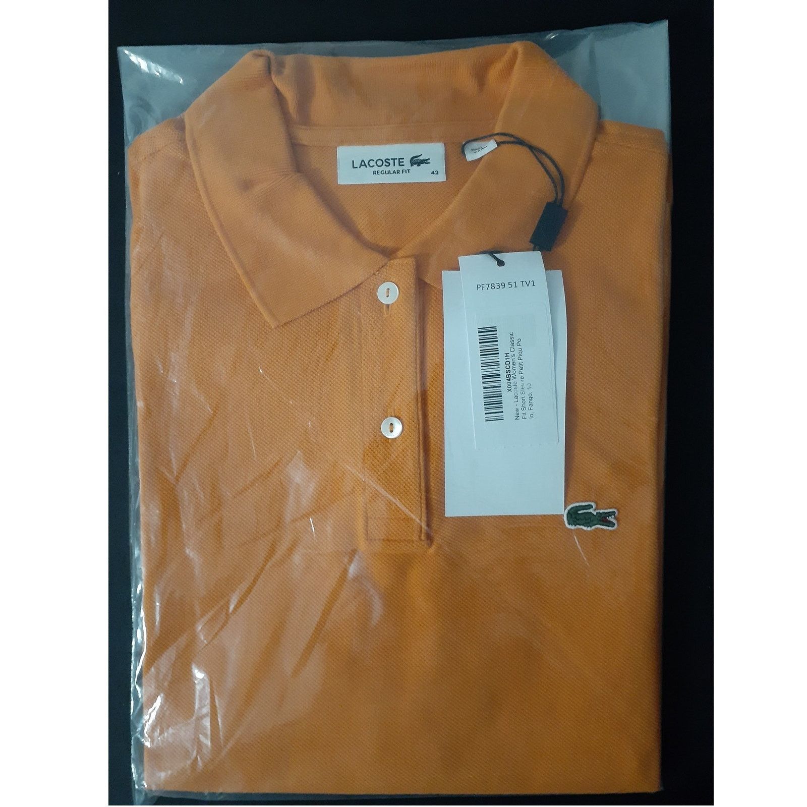 Lacoste Lacoste Women's Regular Fit Short Petit Pique Polo Orange 10 Size L / US 10 / IT 46 - 2 Thumbnail