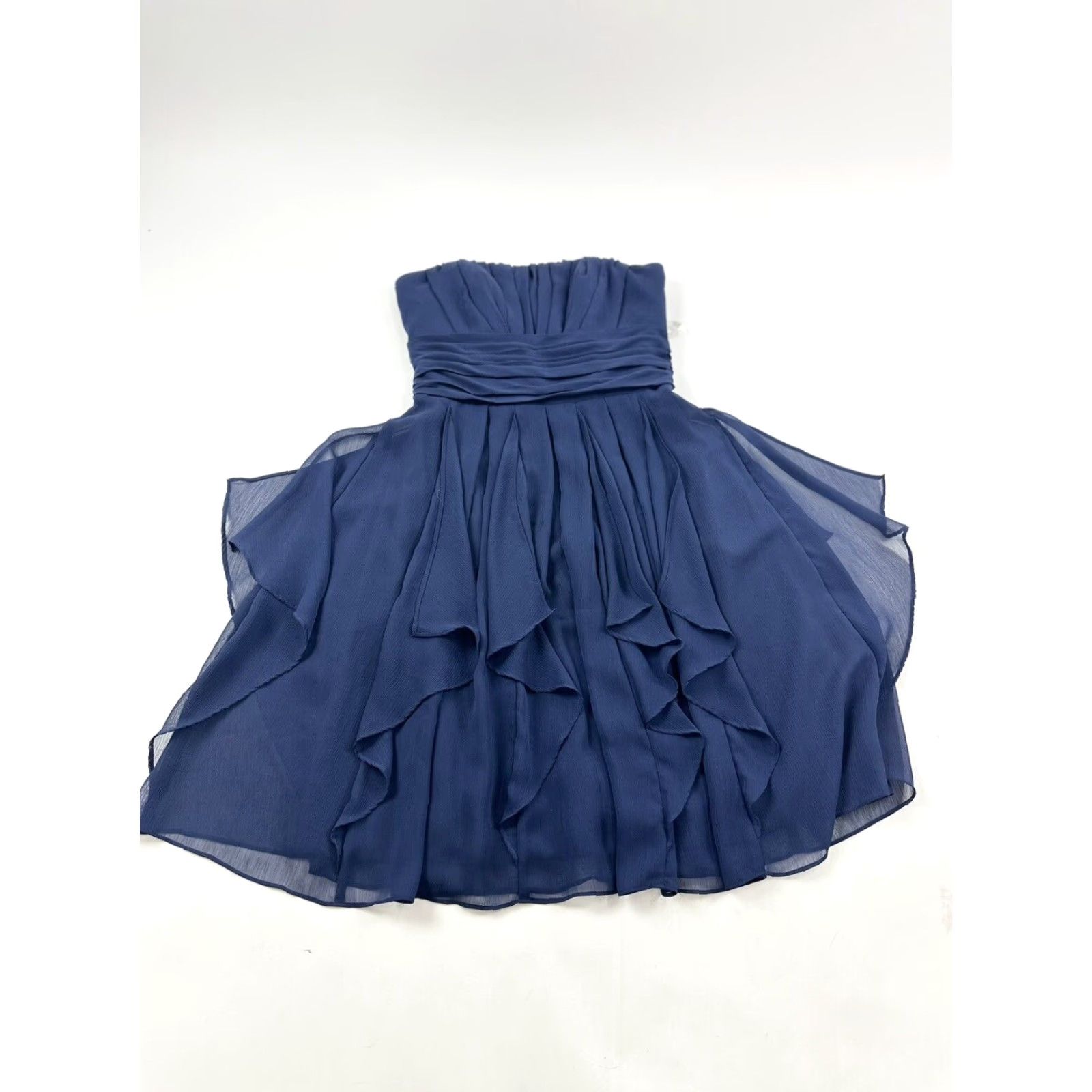 Vintage David’s Bridal Dress Women’s 2 Blue Marine Chiffon Layered Bridesmaids F14169 Size XS / US 0-2 / IT 36-38 - 2 Thumbnail