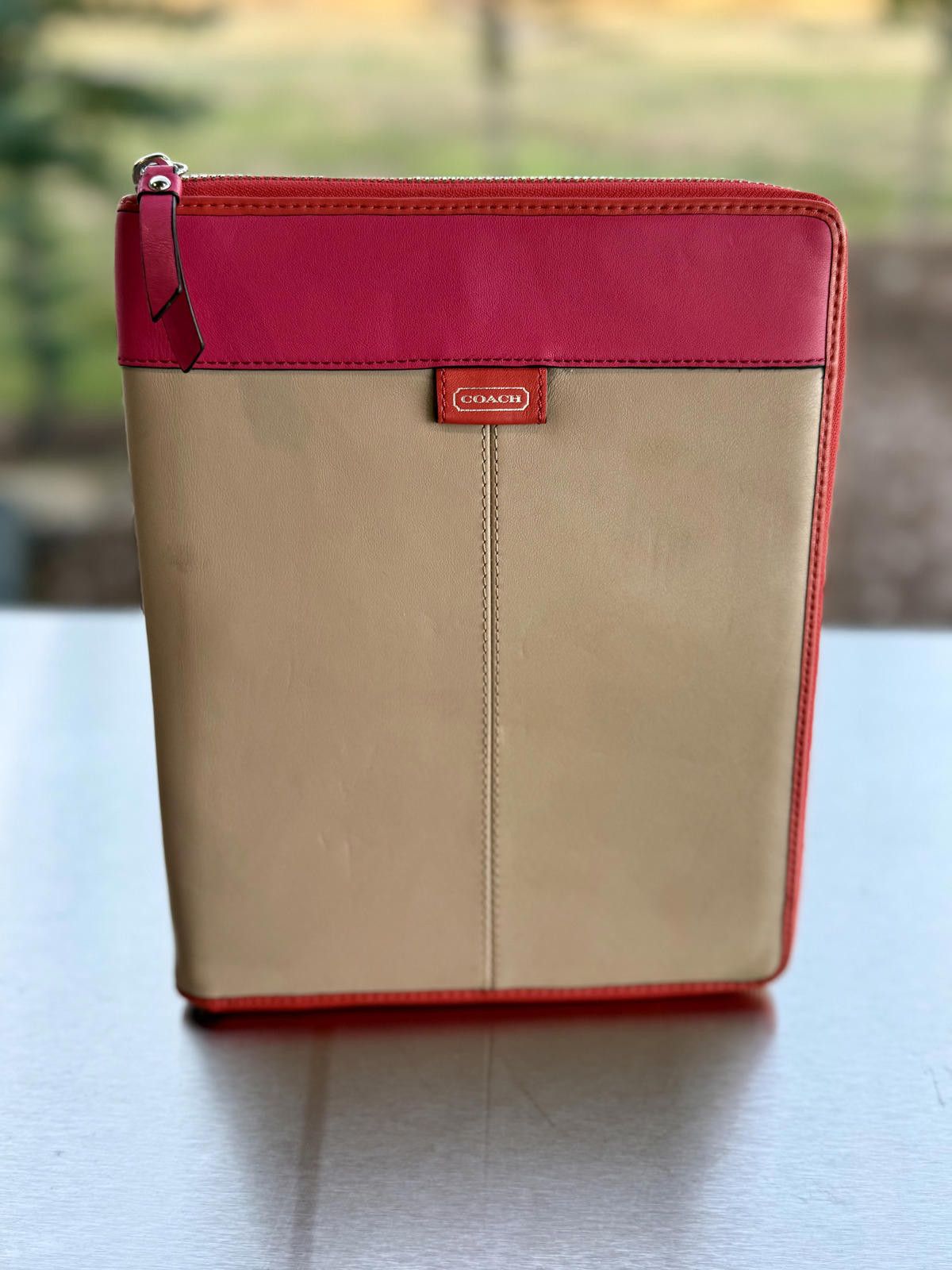 Coach Coach Leather iPad Case Taupe Pink Zip Cover Stand Holder Size ONE SIZE - 10 Thumbnail