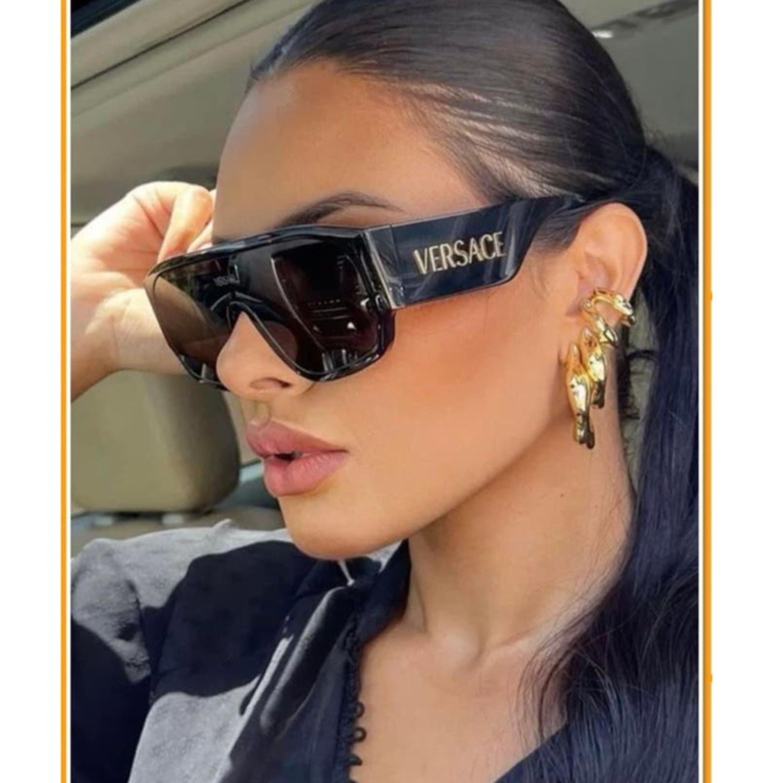 Versace NEW Versace VE4439 Mask Sunglasses in Black $414 Size ONE SIZE - 1 Thumbnail