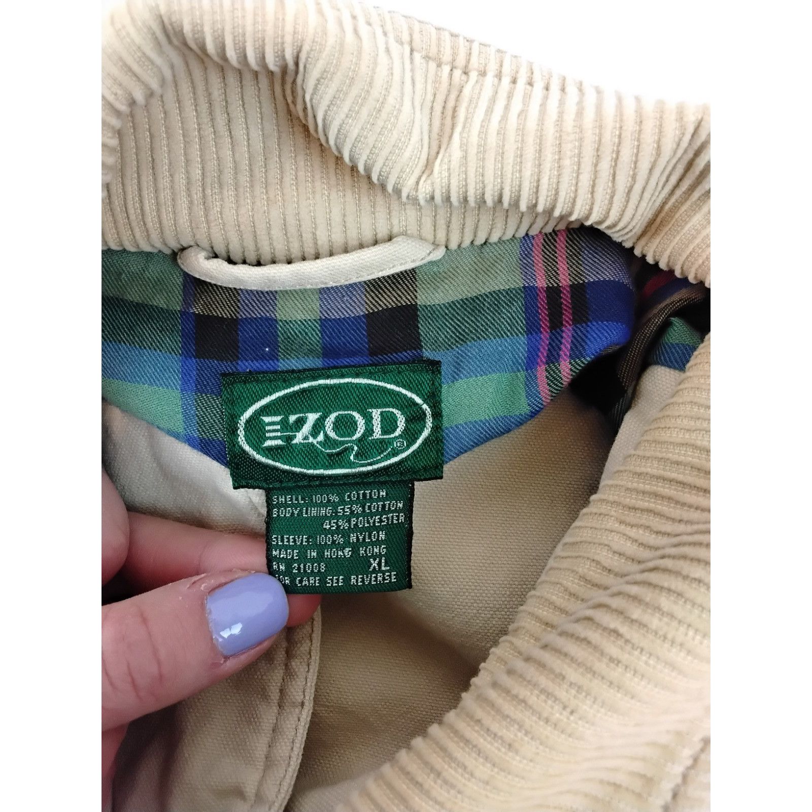 Izod Izod Chore Coat Men's XL Beige Corduroy Collar VTG Hong Kong Size XXL / US 16-18 / IT 52-54 - 8 Thumbnail