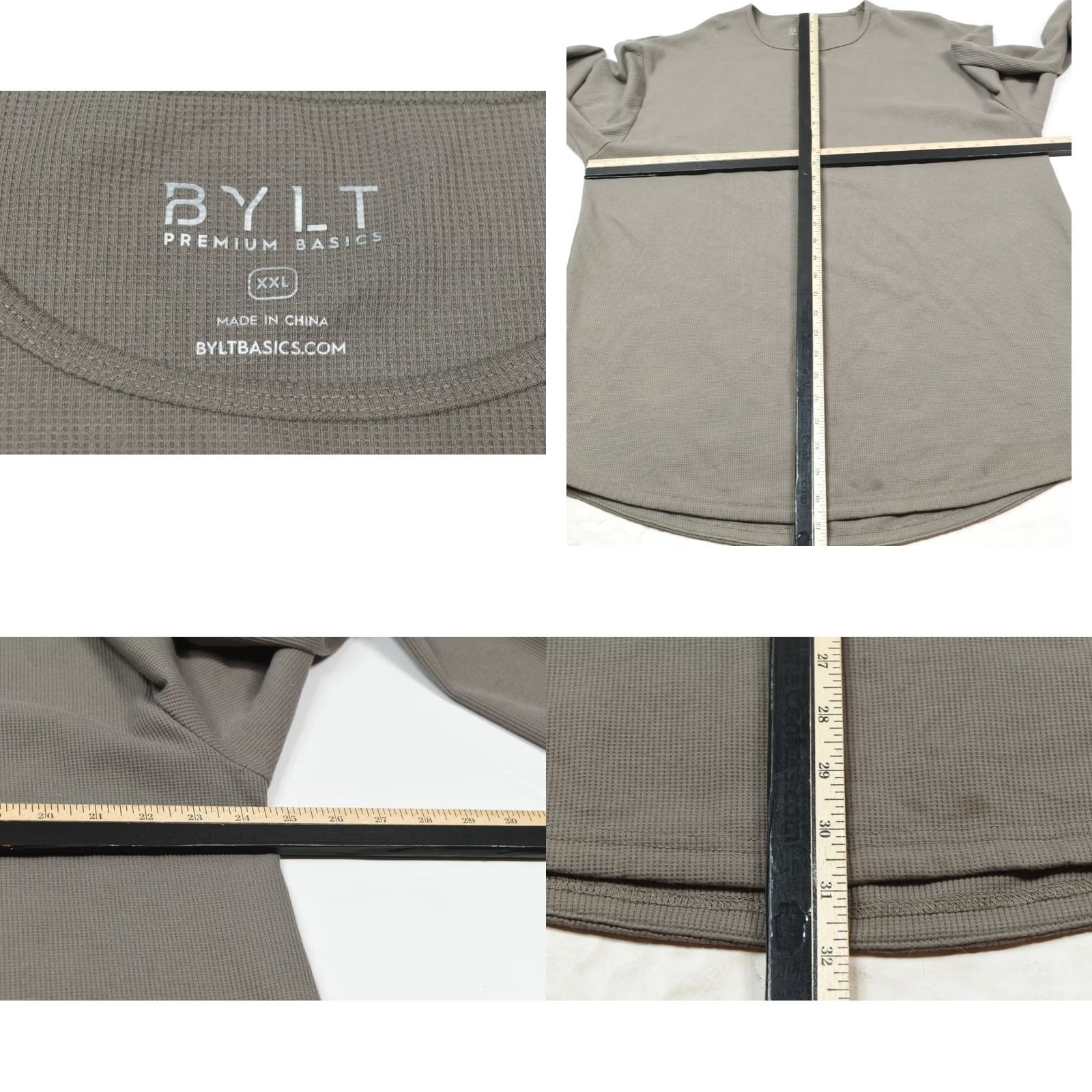 Olive BYLT Shirt Mens 2XL Olive Thermal Drop Cut Long Sleeve Pullover Athletic Fit Size US XXL / EU 58 / 5 - 8 Thumbnail