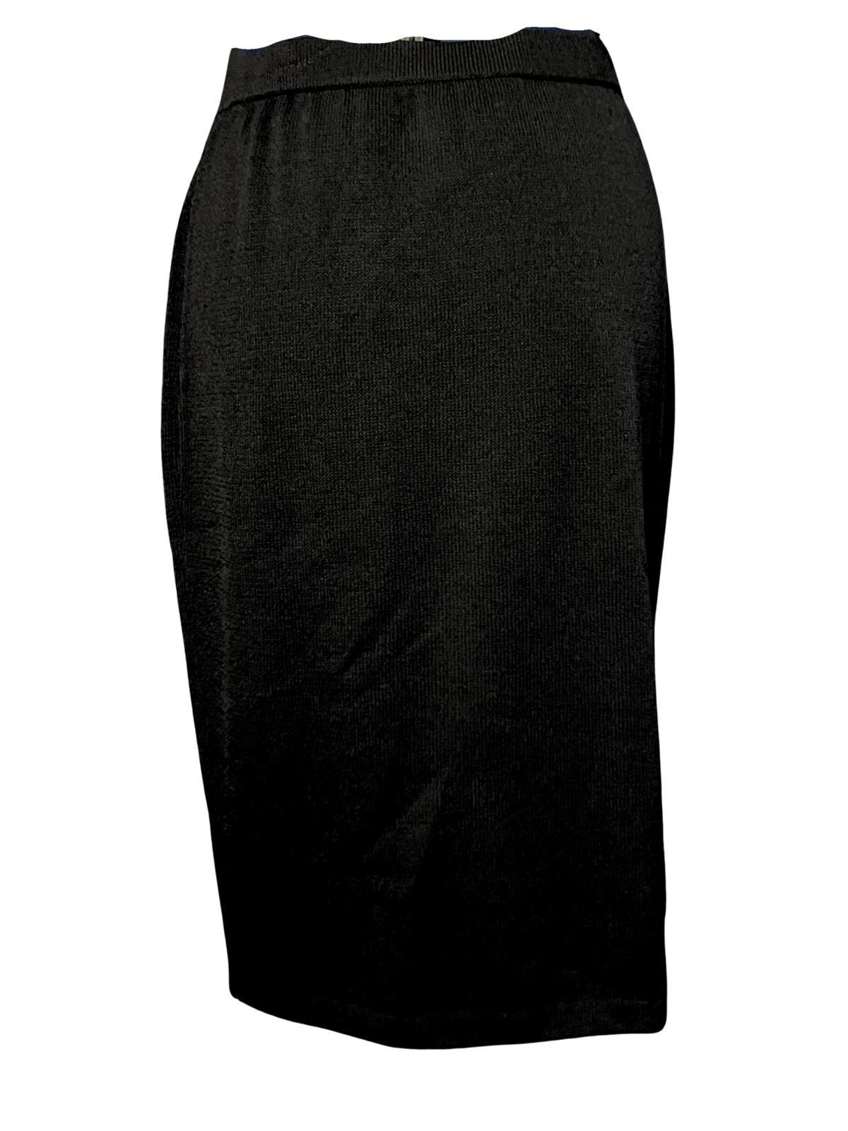 St. John St John Knit Skirt Black Wool Blend Size 14 Size 36" / US 14 / IT 50 - 3 Thumbnail