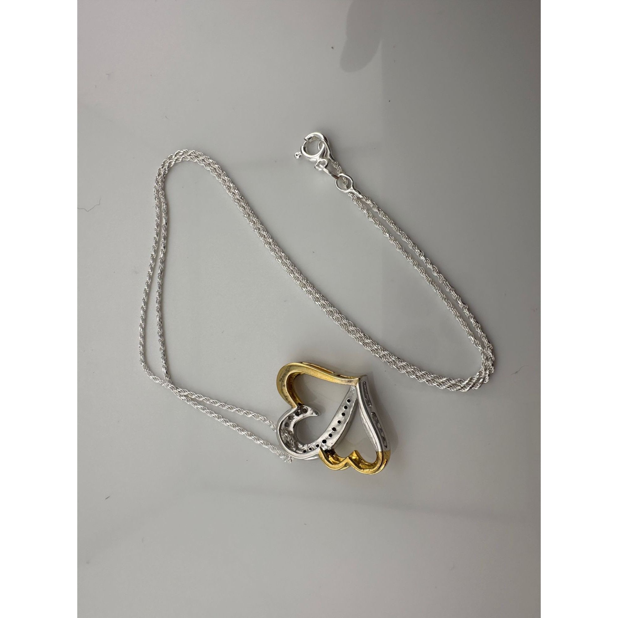 Other Two Hearts as One 1/4 Carat Natural Diamond Necklace Size ONE SIZE - 4 Thumbnail