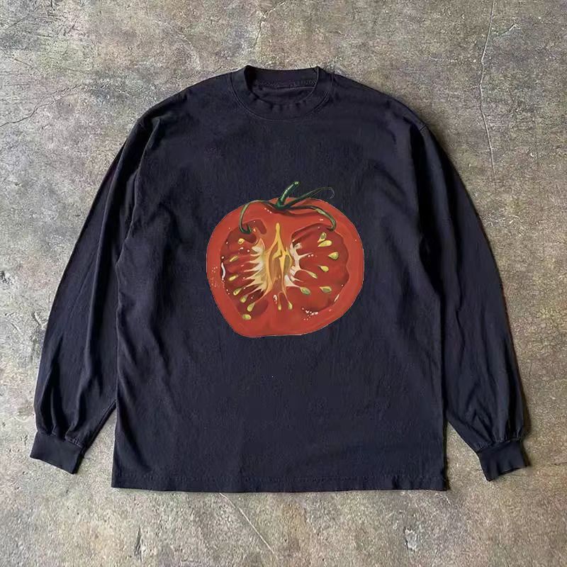 Japanese Brand Black Vintage Long-Sleeve T-Shirt with Tomato Print Size US M / EU 48-50 / 2 - 1 Thumbnail