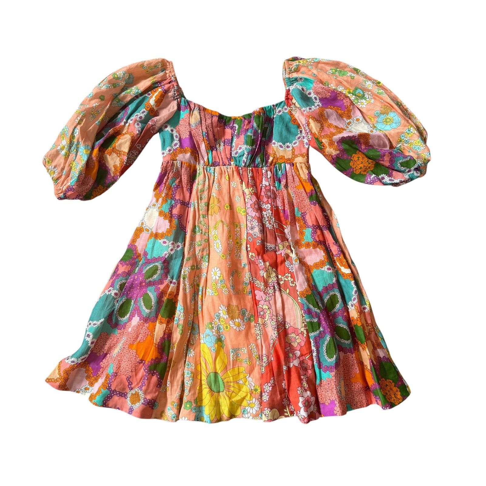 NEW Zimmermann Lola Paneled Floral Mini Dress AU 0 US 4