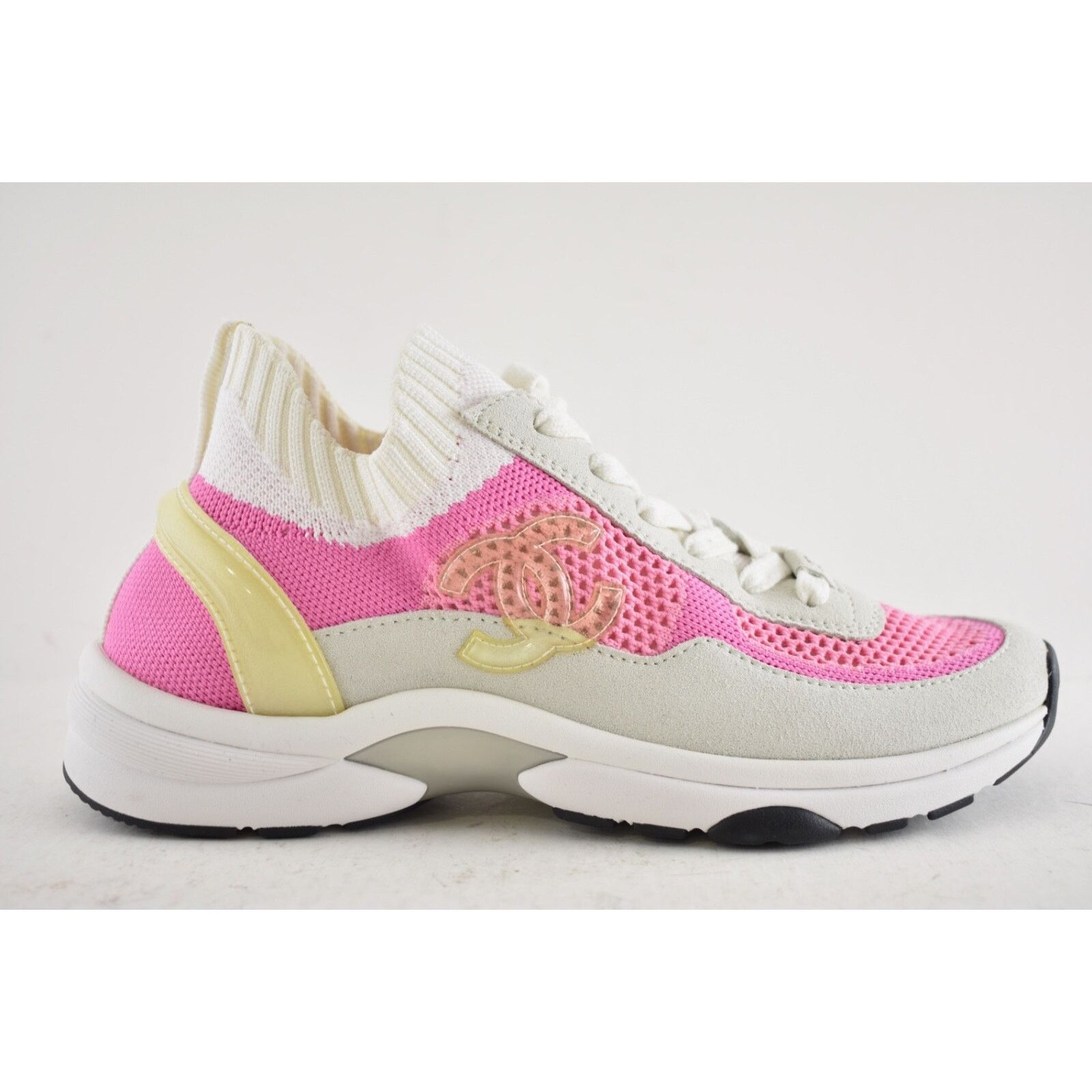 Chanel Chanel 20S White Knit Suede Lace Up Flat Runner Sneaker 37 Size US 7 / IT 37 - 2 Thumbnail