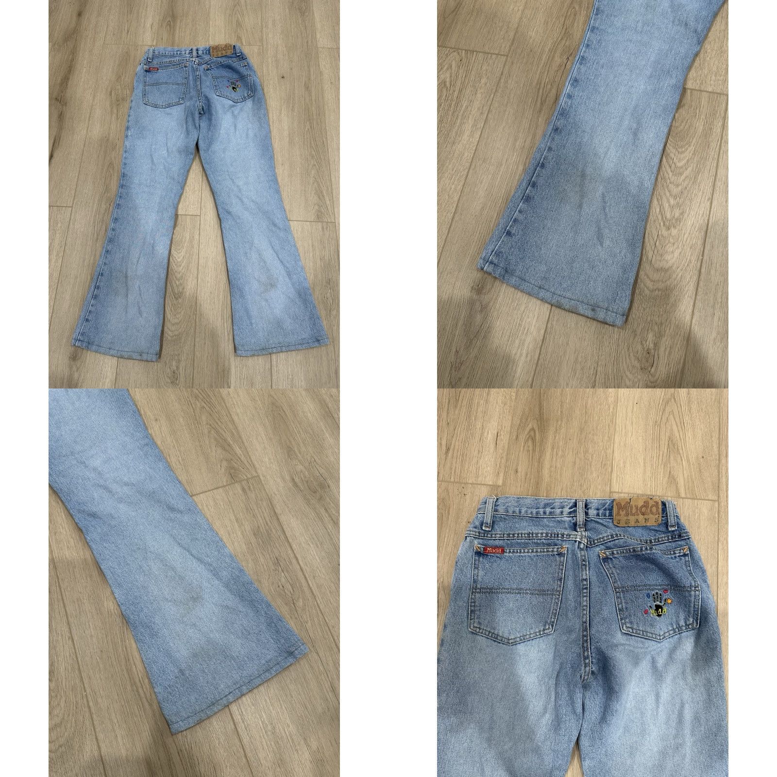 Denime VINTAGE Mudd Jeans Denim Jeans Flared 8.5-10.5 Rise 90s Y2K Blue Sz 7 27x30 Womens Juniors Button Pockets Size 27" / US 4 / IT 40 - 8 Thumbnail