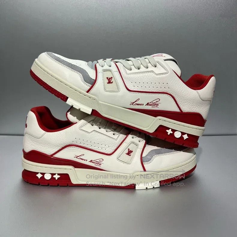 Louis Vuitton Louis Vuitton Trainer White and Red Patchwork Board Shoes Size US 8.5 / EU 41-42 - 3 Thumbnail