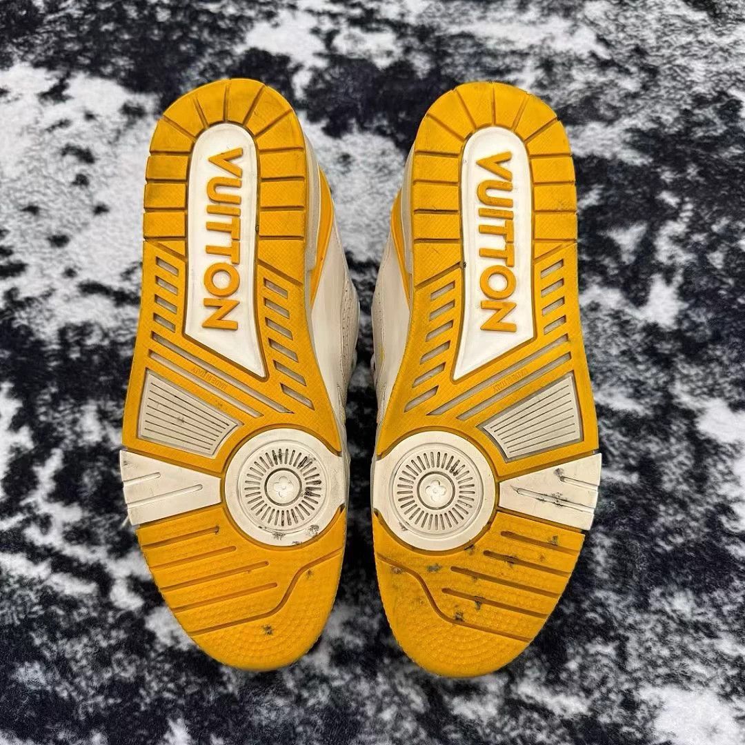 Louis Vuitton LV Trainer White Yellow Cement Blown 7/41 95 New Size US 10 / IT 40 - 7 Thumbnail