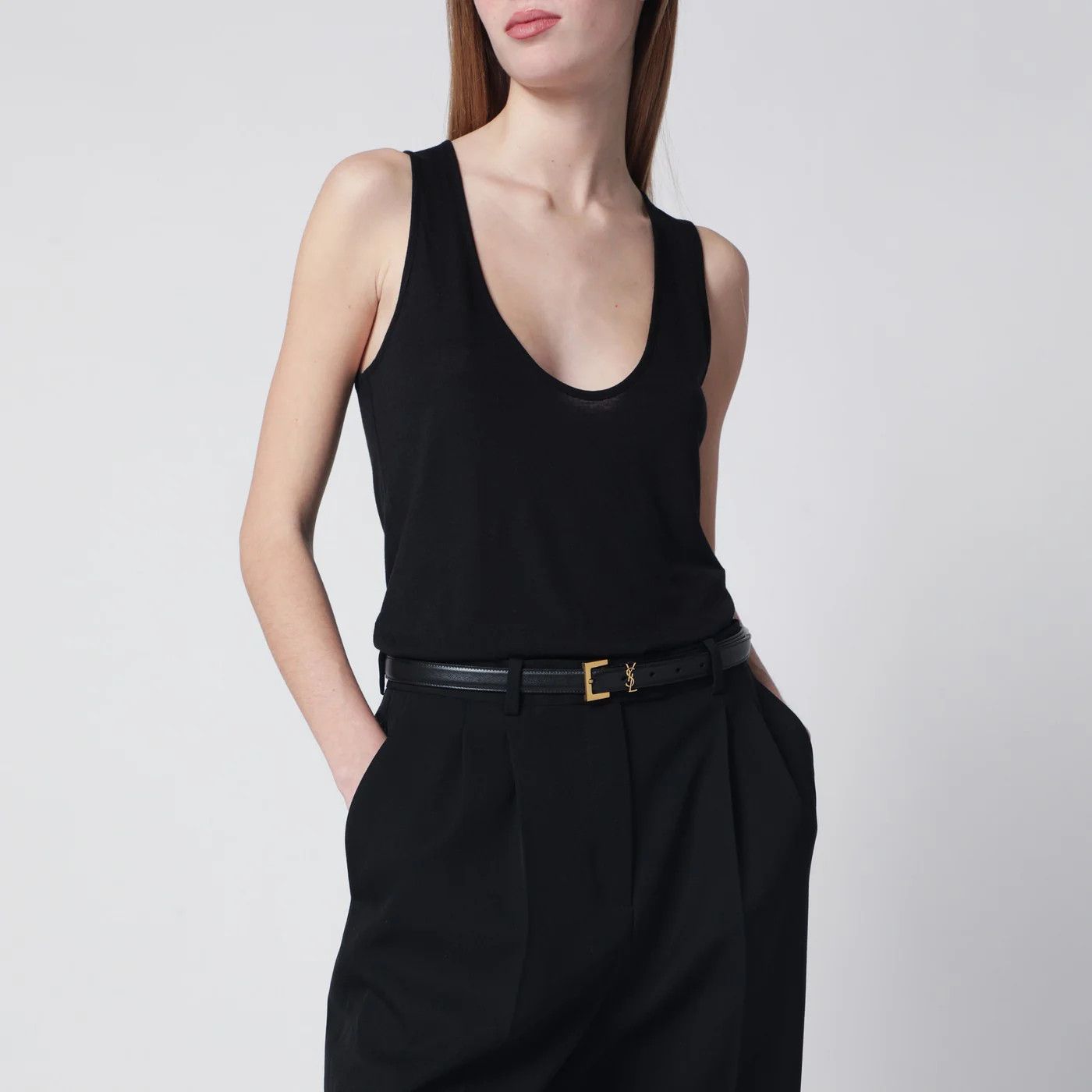 Saint Laurent Paris o1d2blof0526 Size: 80 IT / Cassandre Leather Belt in Black Size ONE SIZE - 2 Thumbnail