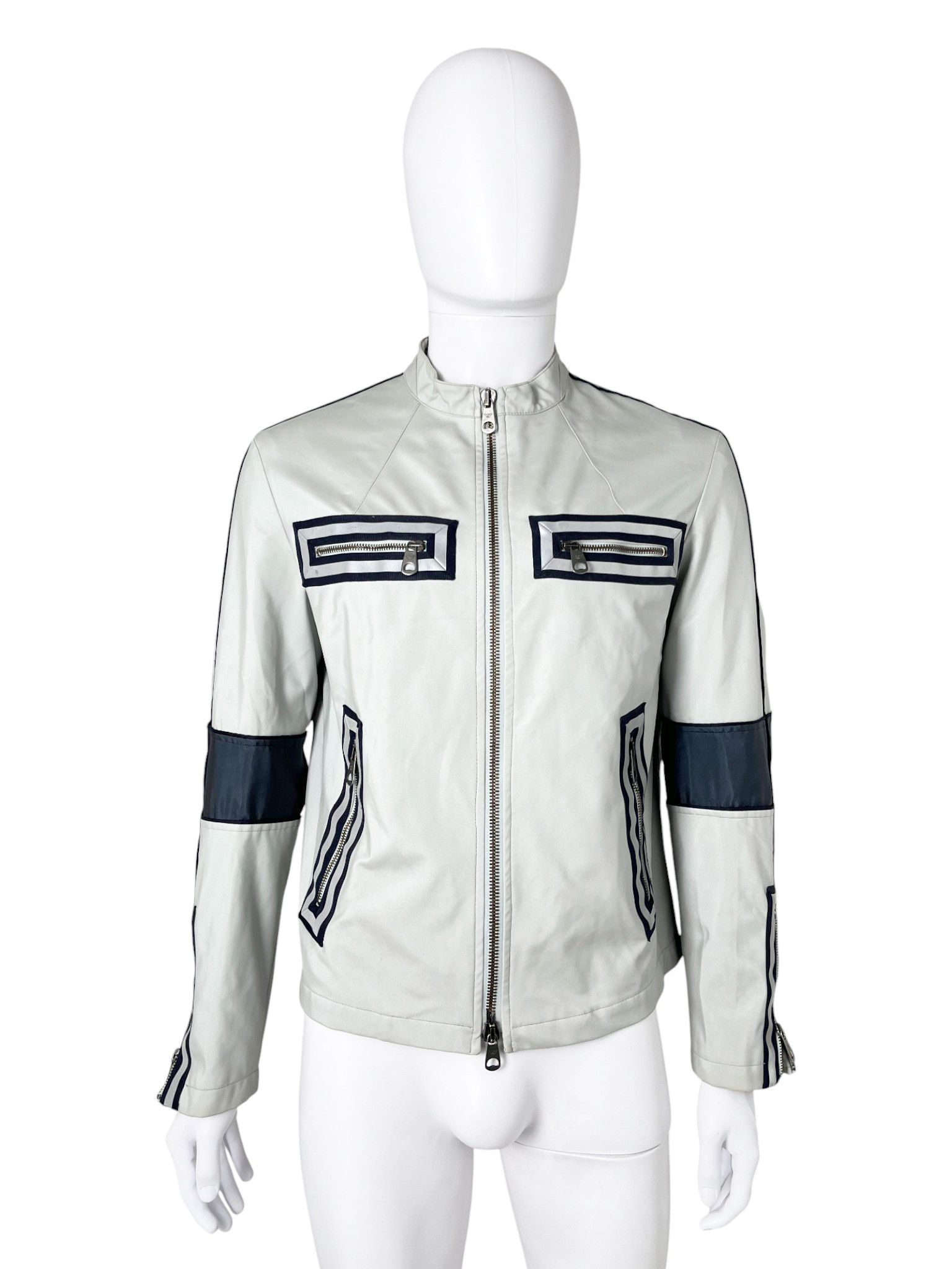 Giorgio Armani 1990's Biker Reflective Grey Jacket Size US M / EU 48-50 / 2 - 1 Thumbnail