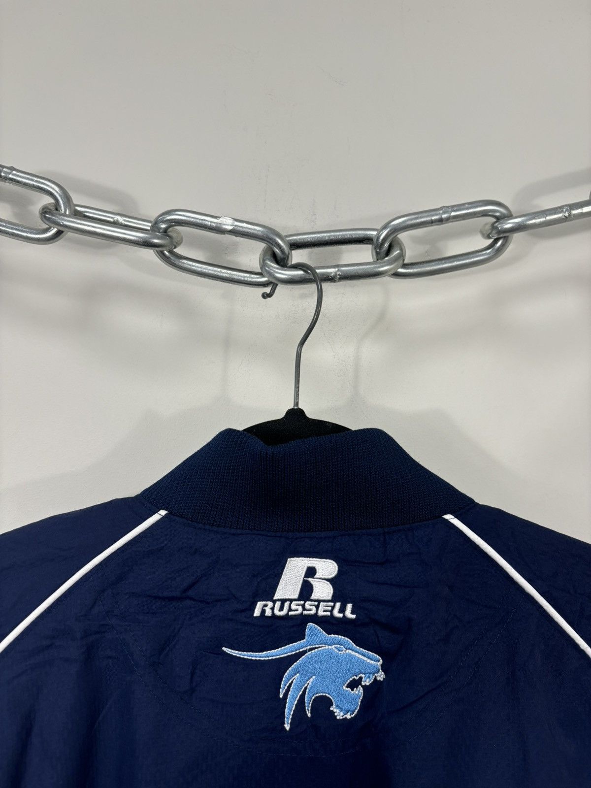 Russell Athletic Vintage Russell Athletic Big Logo Blue Nylon Bomber Jacket Size US S / EU 44-46 / 1 - 16 Thumbnail