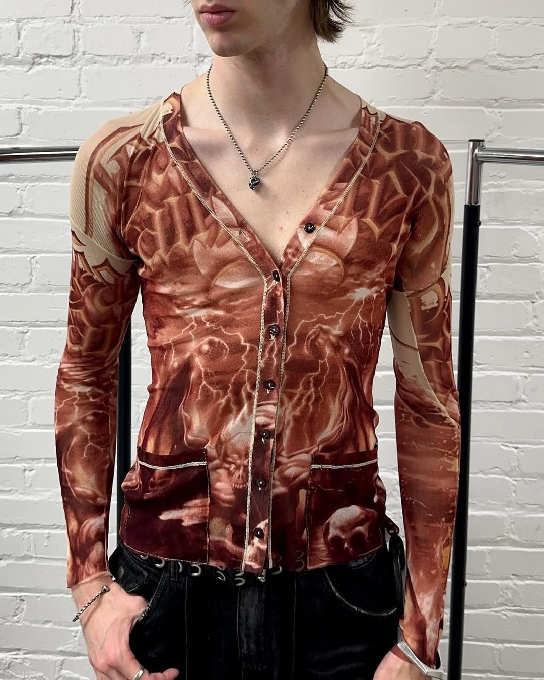 Jean Paul Gaultier JEAN PAUL GAULTIER Set Mesh Top Suit Cardigan 2001 Demon Size L / US 10 / IT 46 - 16 Thumbnail