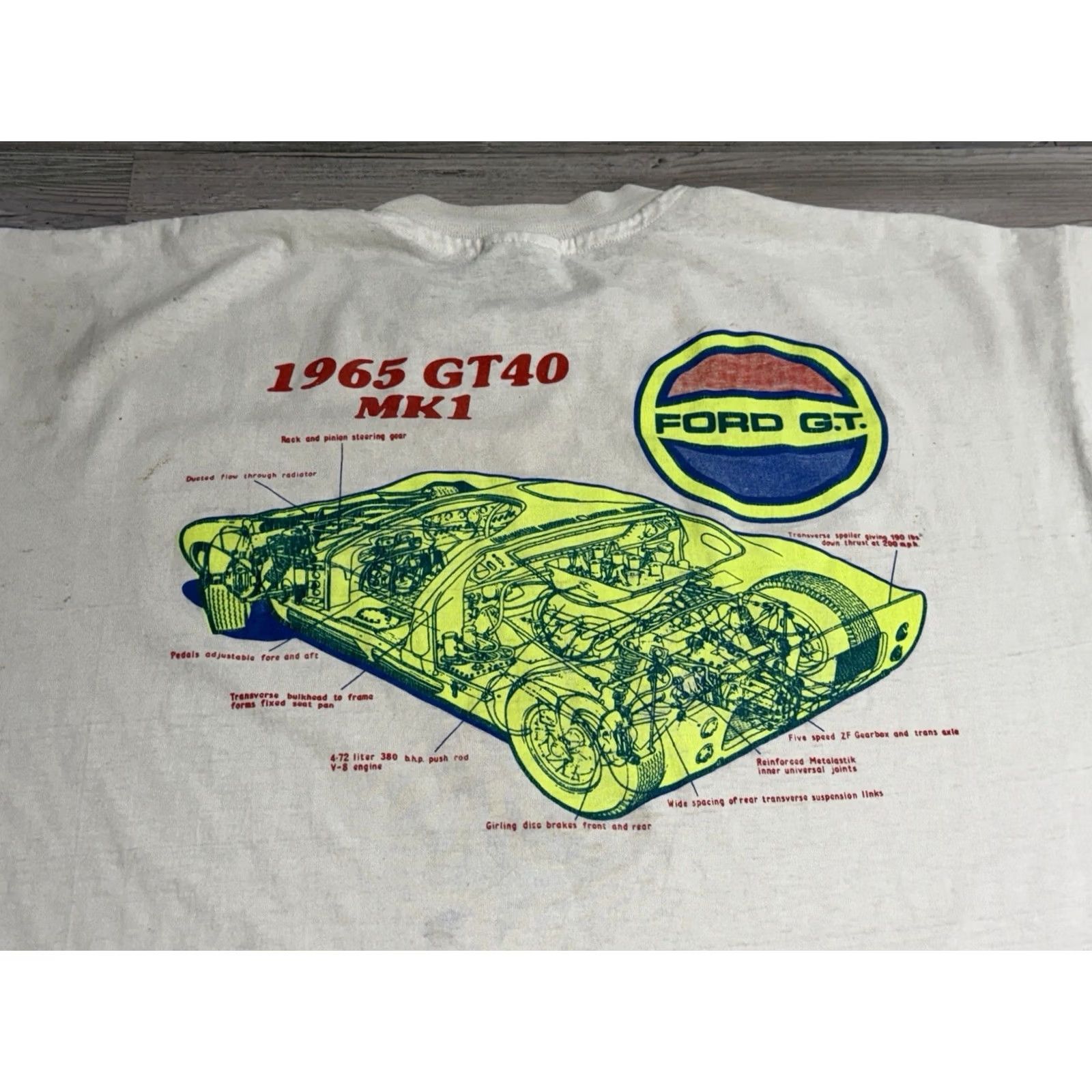 Hanes VINTAGE Ford GT 1965 GT40 MK1 Blueprint T Shirt White 2XL Hanes Unisex Adults Short Sleeve Crew Neck Cotton Racing 80s Modern Retro 80s (Mens) Size US XXL / EU 58 / 5 - 4 Thumbnail