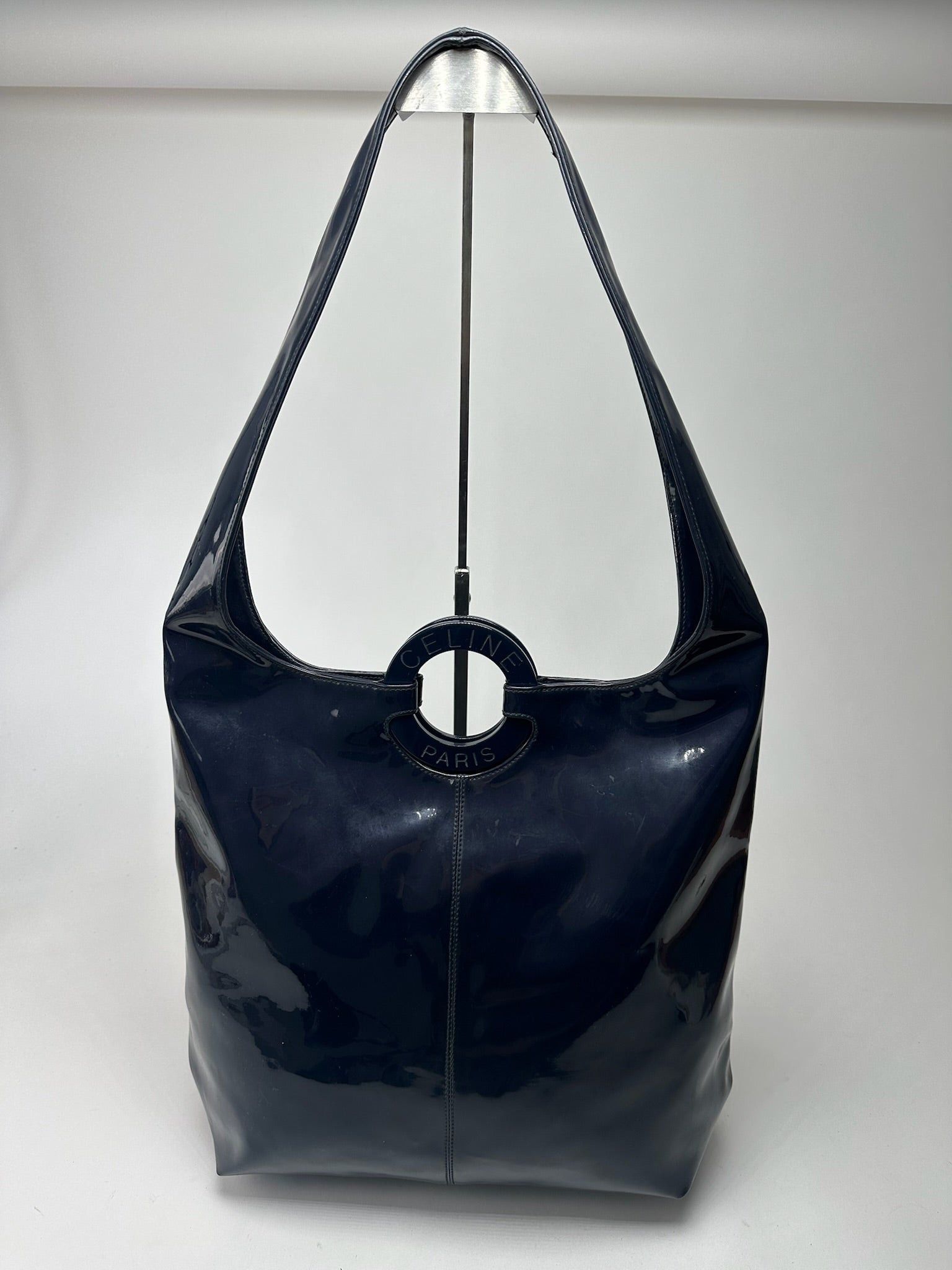 Celine Vintage Paris Patent Leather Ring bag navy Size ONE SIZE - 1 Thumbnail
