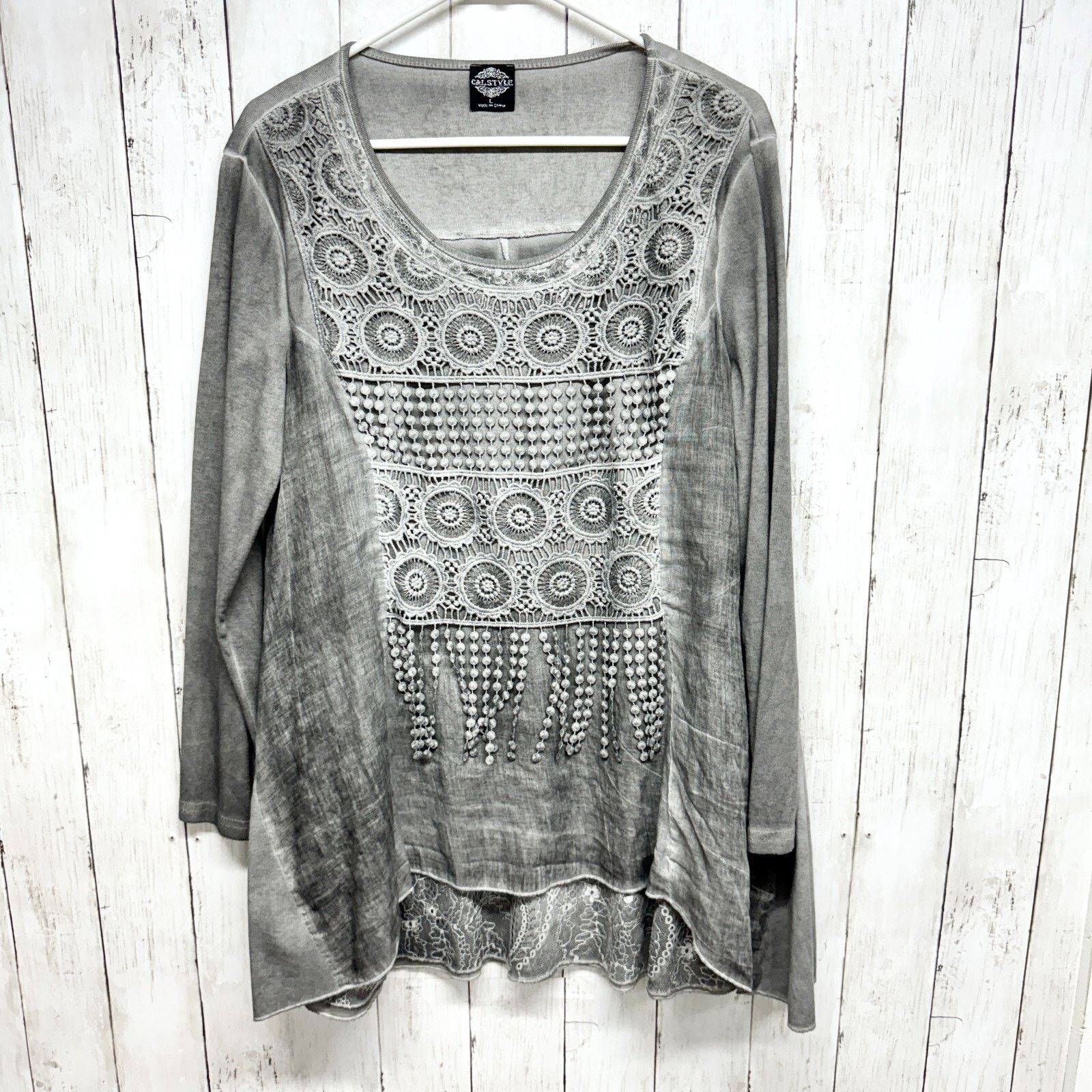 Other Cal Style Tunic Top Blouse Large Lagenlook Boho Gray Layered Size L / US 10 / IT 46 - 1 Thumbnail