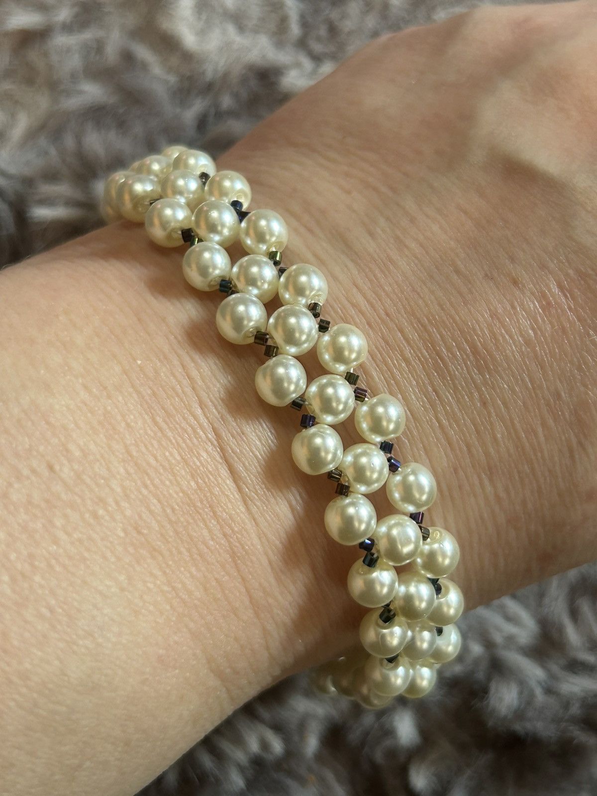 Handmade Handcrafted classic Czech glass pearl rainbow bracelet Size ONE SIZE - 1 Thumbnail