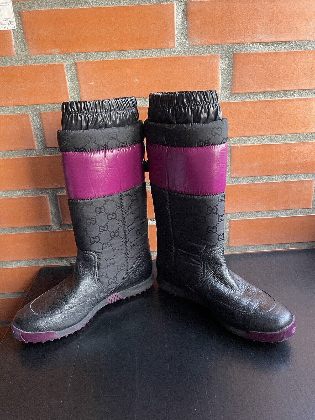 Gucci GUCCI GG NYLON BLACK PURPLE TRIM WINTER BOOTS size 35 Size US 5 / IT 35 - 2 Thumbnail