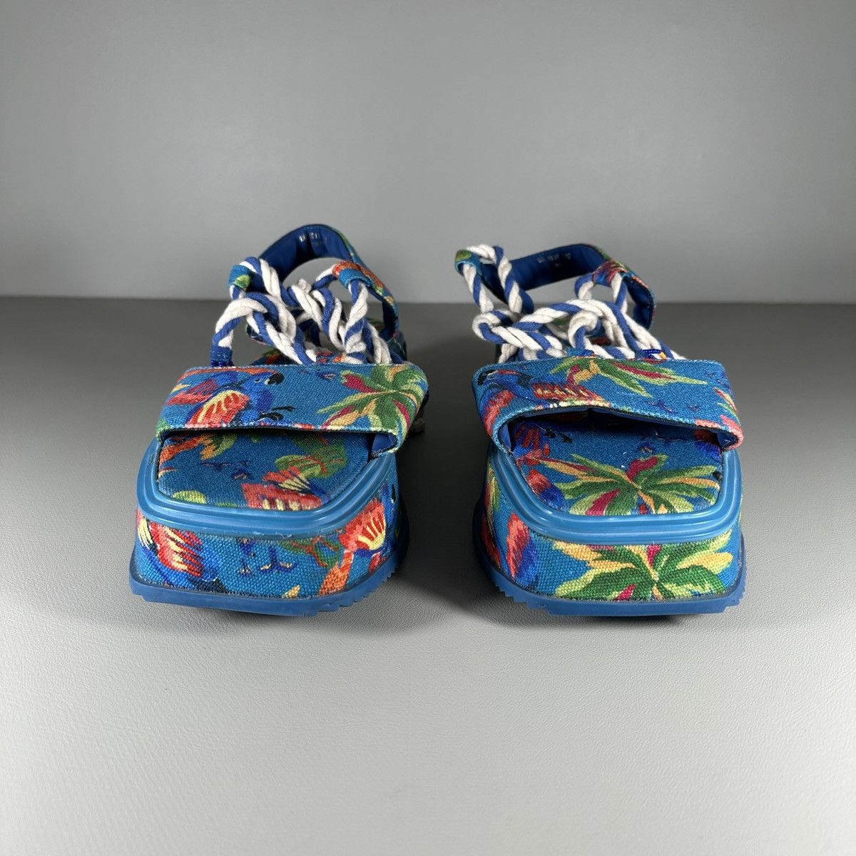 Farm Rio Farm Rio Macaw Ankle Tie Chunky Platform Sandal Blue Macaw Size US 11 / IT 41 - 3 Thumbnail
