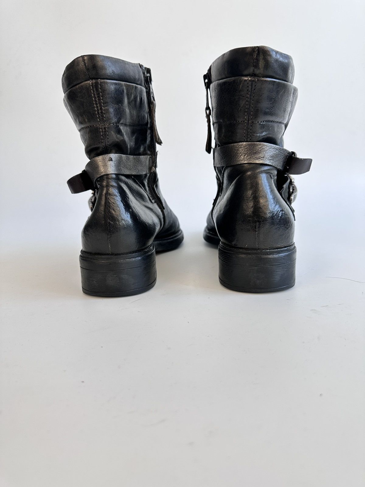 Other MJUS Leather Biker Boots 39 Distressed Dark (A.S.98 style) Size US 8.5 / IT 38.5 - 6 Thumbnail