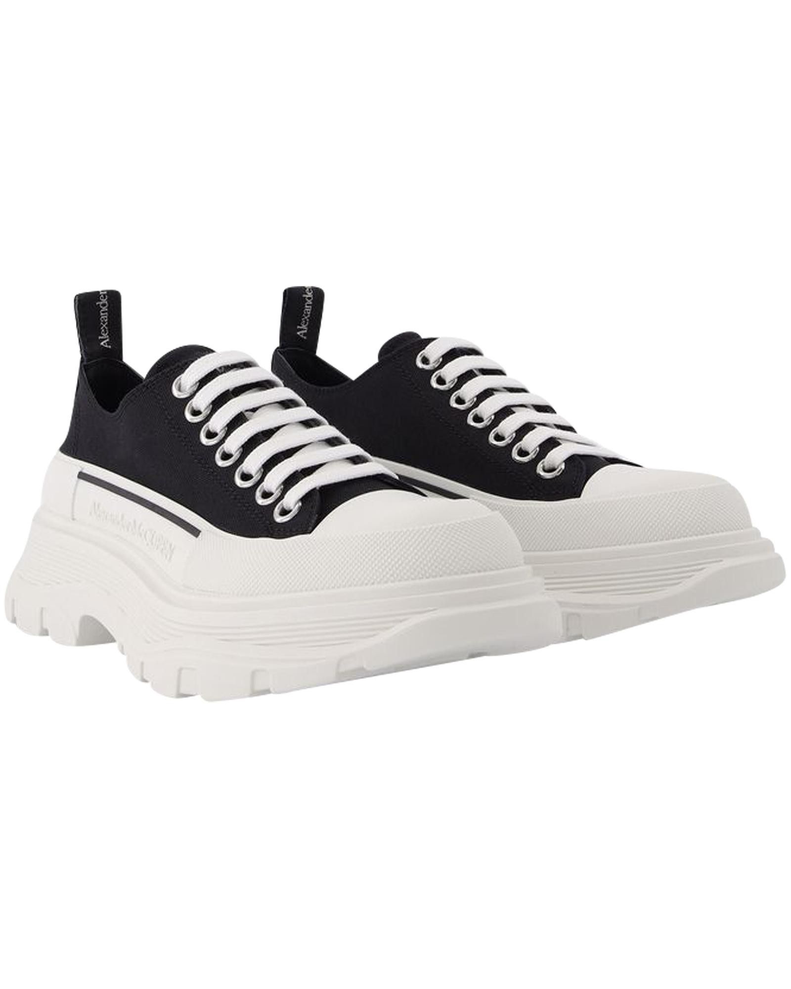 image of Alexander Mcqueen Platform Leather Sneakers With Top Laces in Black, Women's (Size 11)