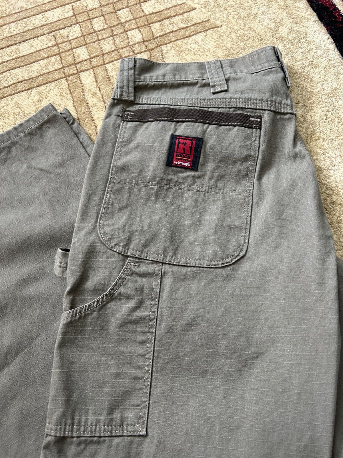 Japanese Brand × Vintage × Wrangler Vintage Wrangler Riggs Workwear Olive Carpenter Pants Size US 34 / EU 50 - 2 Thumbnail