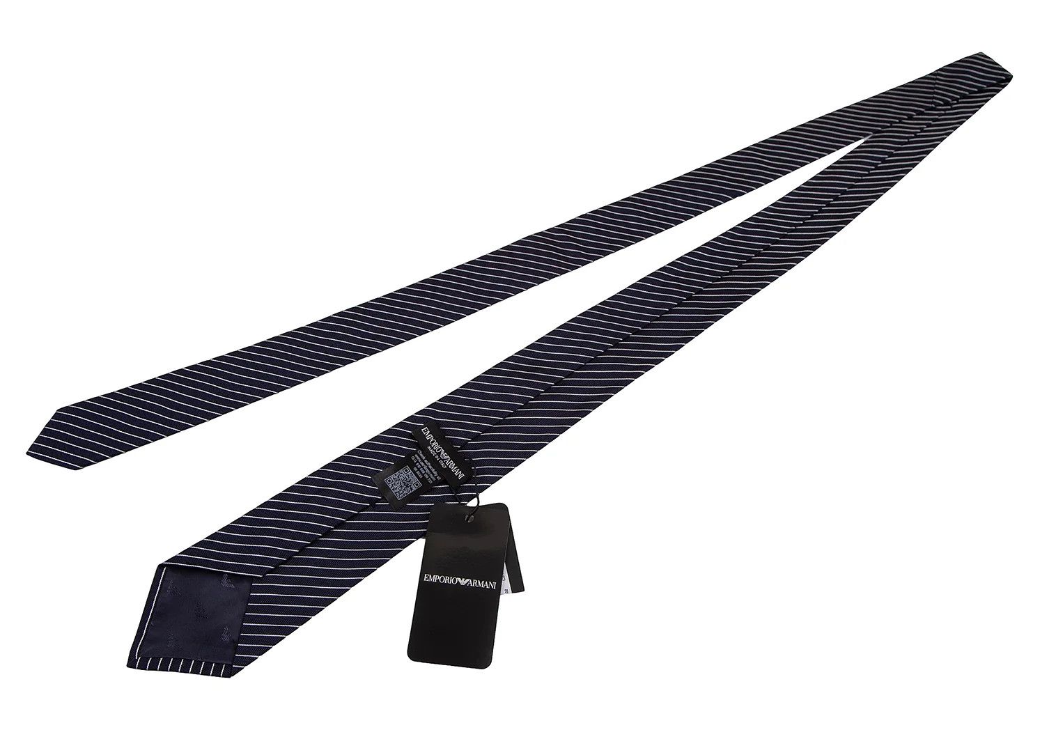 Emporio Armani Silk Regimental Tie in Navy and White Size ONE SIZE - 5 Thumbnail