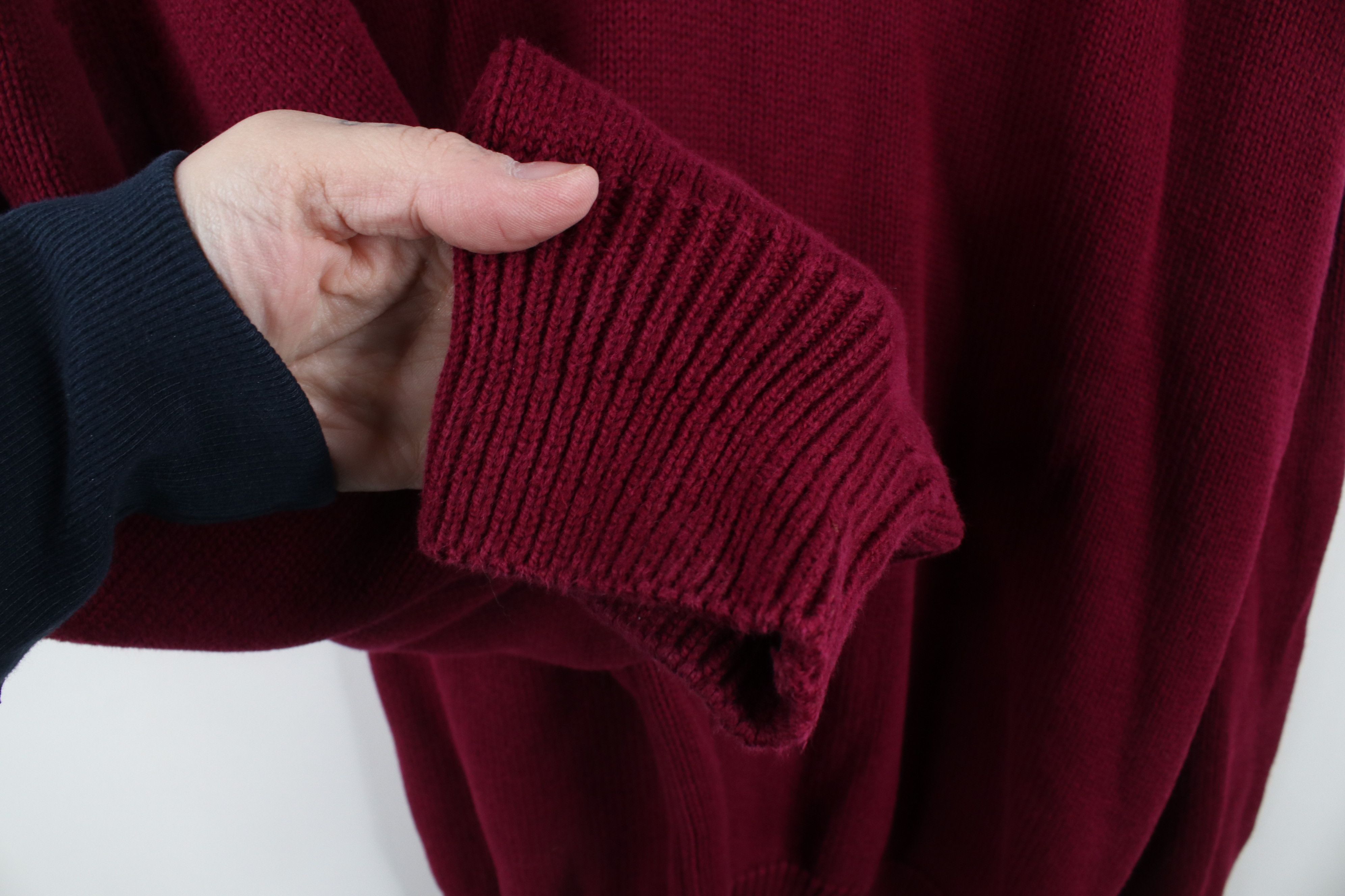Lands' End × Vintage Vintage 90s Lands End Cotton Knit V-Neck Sweater Red USA Size US L / EU 52-54 / 3 - 5 Thumbnail
